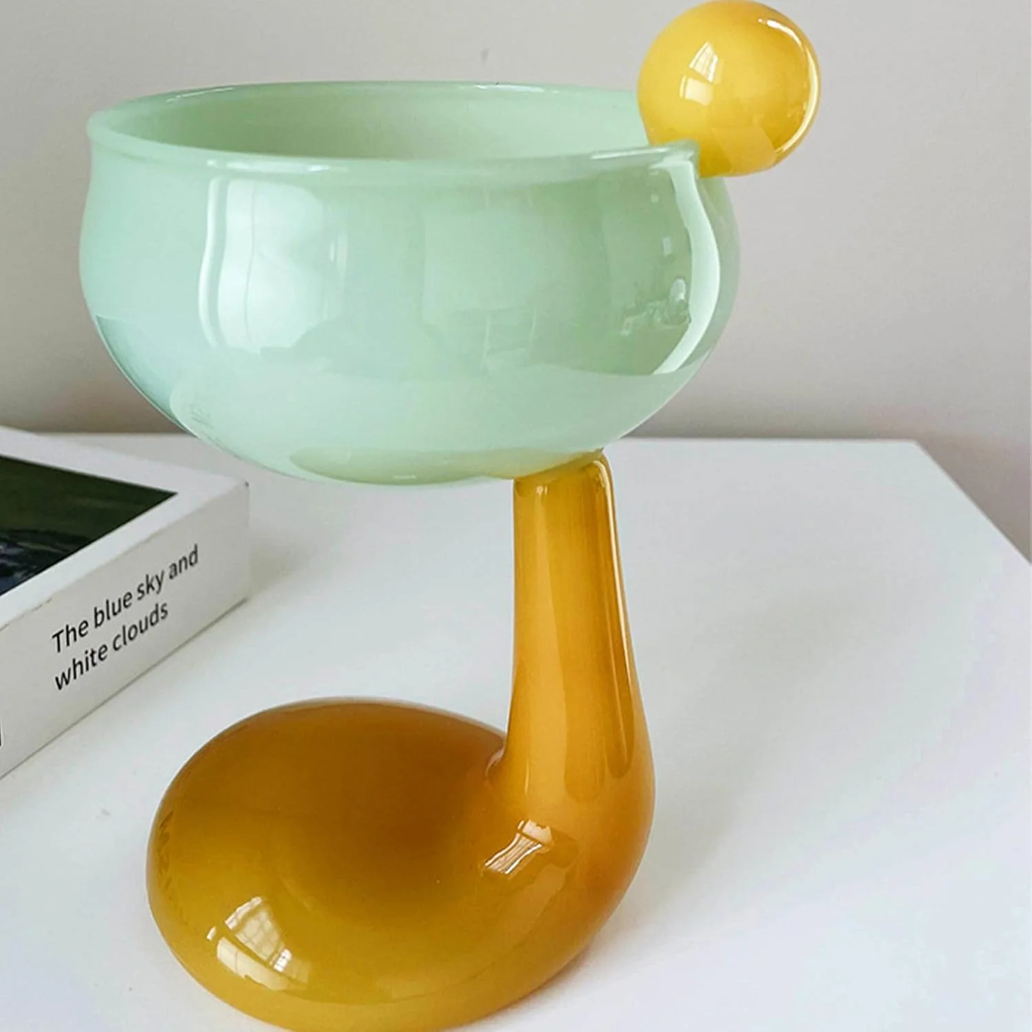 کاسه دسر شیشه ای Tnfeeon، کاسه های بستنی شیشه ای پنجه اردک زیبا، ظروف شیشه ای قابل استفاده مجدد با طراحی مدرن برای مهمانی ها و مصارف روزمره (#2)