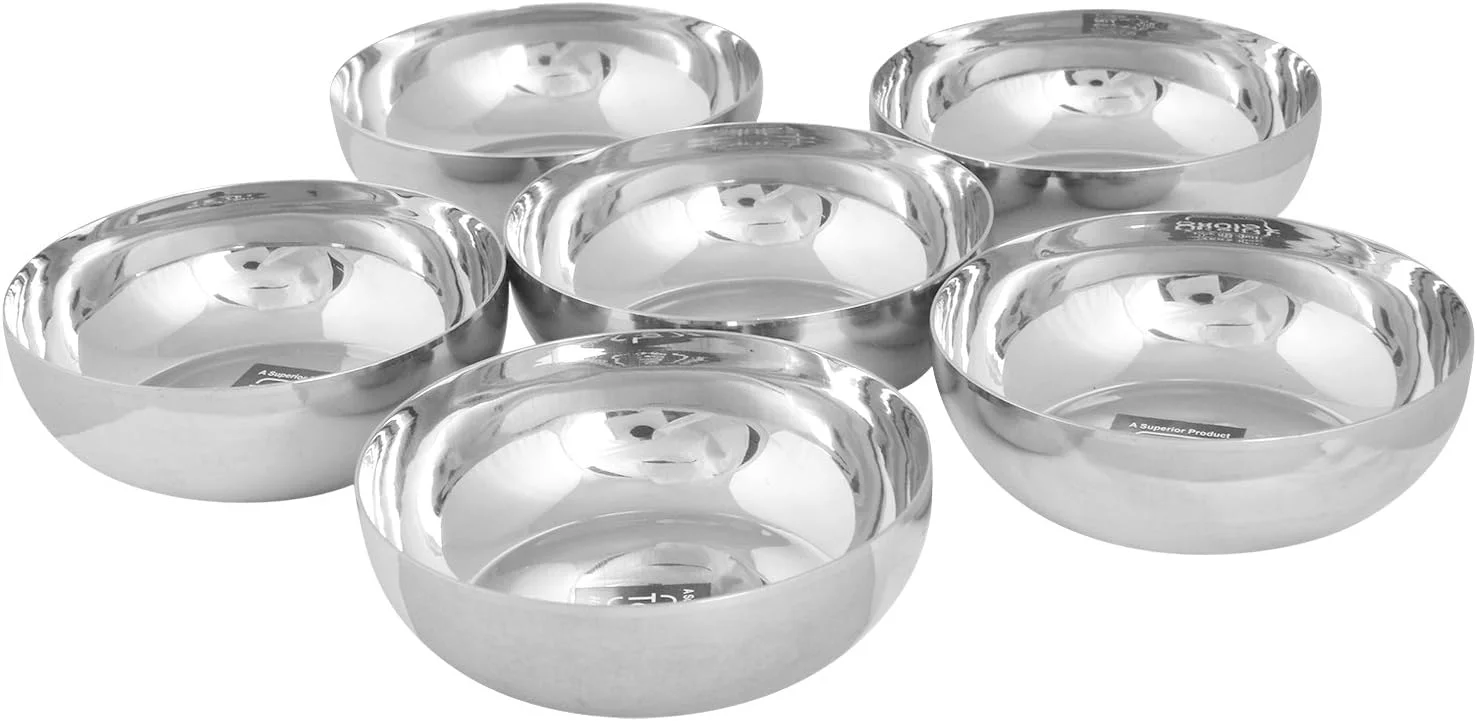 کاسه دسر/بستنی استیل ممتاز تالوکا | کاسه برای سرو شیرینی/کاسه کاتوری/استیل، ست 6 عددی برای سرو دسرهای شیرین