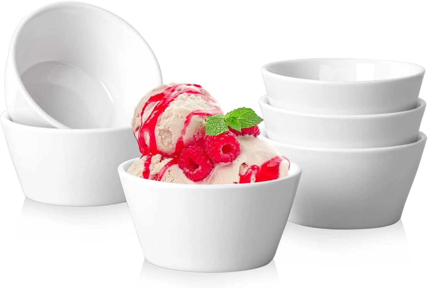 کاسه های کوچک چینی تائوچی، کاسه دسر 240 میلی لیتری، رامکین های مناسب فر، کاسه بستنی، فنجان آب گوشت، ست 6 عددی