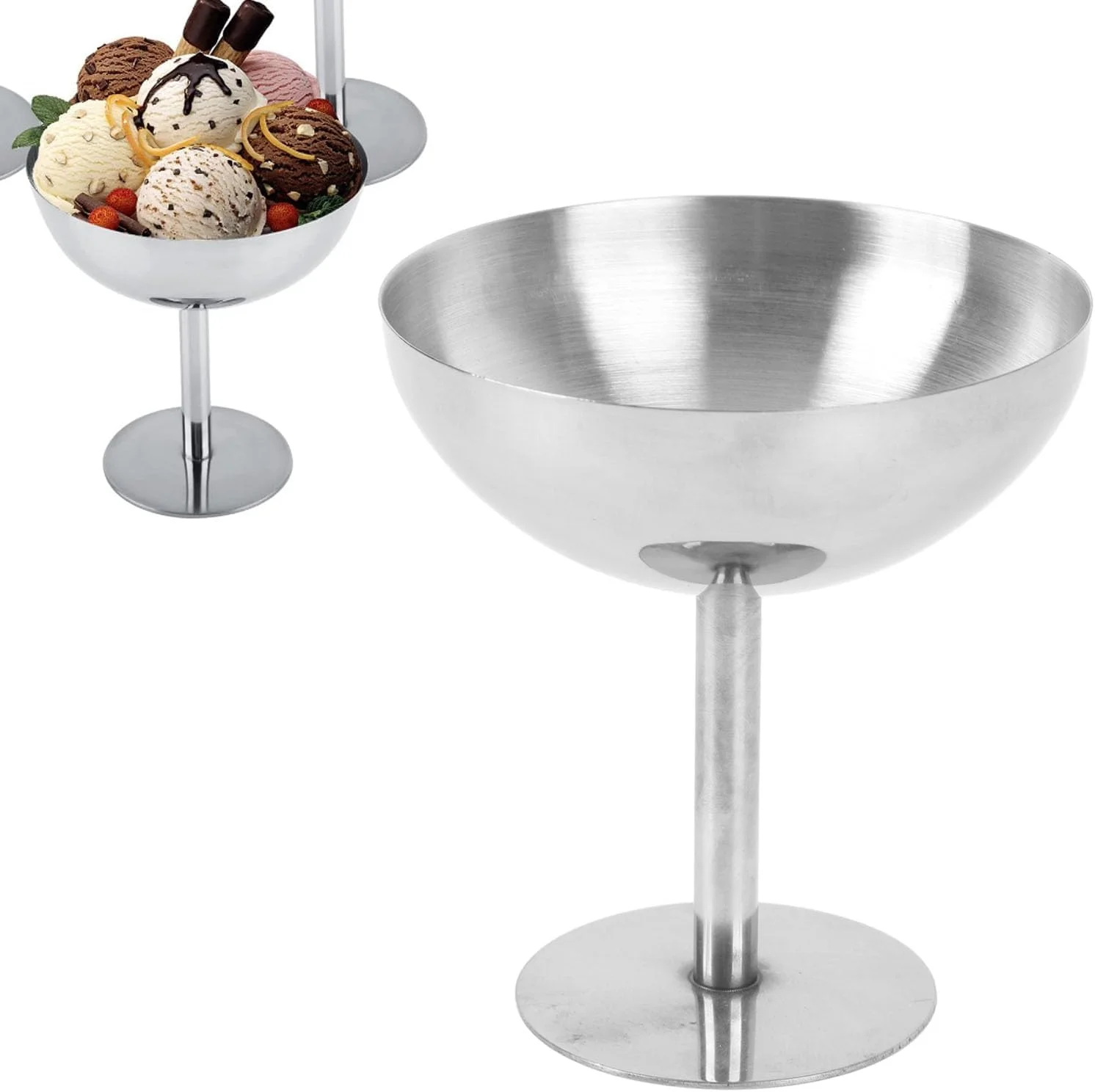 کاسه بستنی استیل ضد زنگ 160 میلی لیتری، کاسه دسر سالاد قابل استفاده مجدد، فنجان پودینگ فلزی، ظرف میوه و آب نبات، فنجان دسر برای بستنی DIY