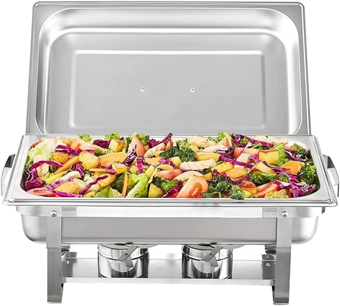 ست بوفه استیل ضد زنگ - ظرفیت بزرگ و گرم نگهدارنده غذا برای مهمانی ها، مراسم عروسی، ست بوفه گرمکن غذا، 58 * 35.5 * 30 سانتی متر (58 * 35.5 * 30 سانتی متر)
