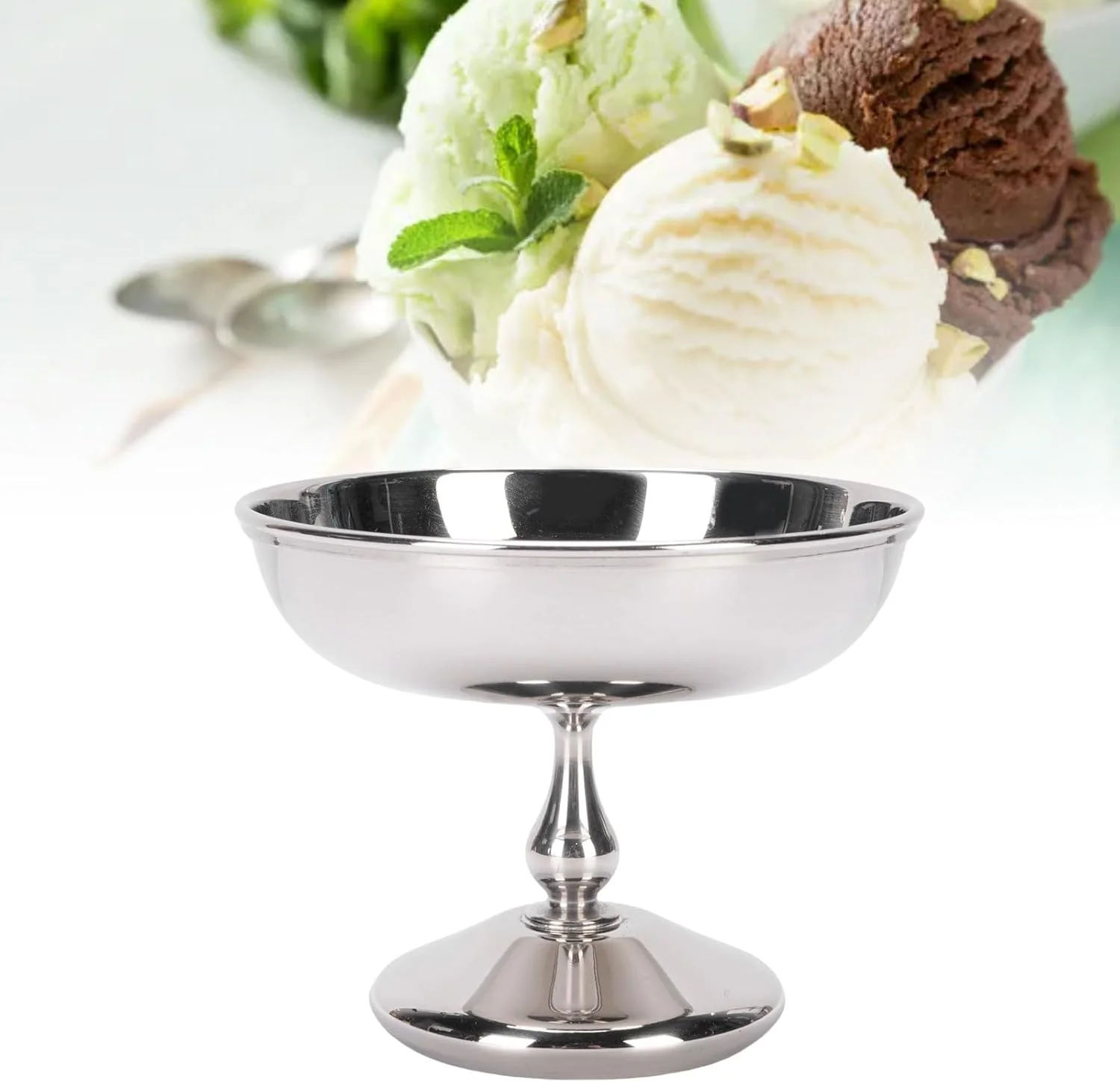 جام بستنی استیل ضد زنگ، کاسه دسر پایه دار برای سرو میوه، سالاد و تنقلات، مناسب مهمانی ها با طراحی شیک، ایده آل برای منزل، هتل و رستوران، 10.5x9 سانتی متر (2401-4) جام بستنی استیل ضد زنگ، کاسه دسر پایه دار برای سرو میوه، سالاد و تنقلات، مناسب مهمانی ها با طراحی شیک، ایده آل برای منزل، هتل و رستوران، 10.5x9 سانتی متر (2401-4)