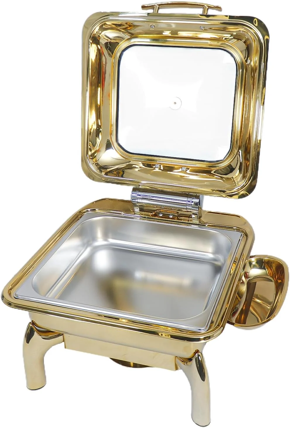 ظرف گرم نگهدارنده غذا بوفه مربعی استیل طلایی 6 لیتری با فشار هیدرولیک، درب شیشه ای بزرگ، مناسب صبحانه هتل، گرم کننده غذا، ست گرمکن بوفه، طلایی ظرف گرم نگهدارنده غذا بوفه مربعی استیل طلایی 6 لیتری با فشار هیدرولیک، درب شیشه ای بزرگ، مناسب صبحانه هتل، گرم کننده غذا، ست گرمکن بوفه، طلایی