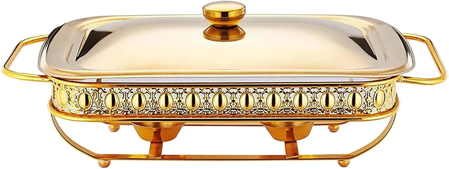 ظرف گرم نگهدارنده غذا استیل، ست بوفه ۲ کوارتی، گرم کننده غذا برای مهمانی ها، ظرف مستطیلی با درب و نگهدارنده برای عروسی ها، مهمانی ها، ضیافت ها، پذیرایی و رویدادهای کریسمس