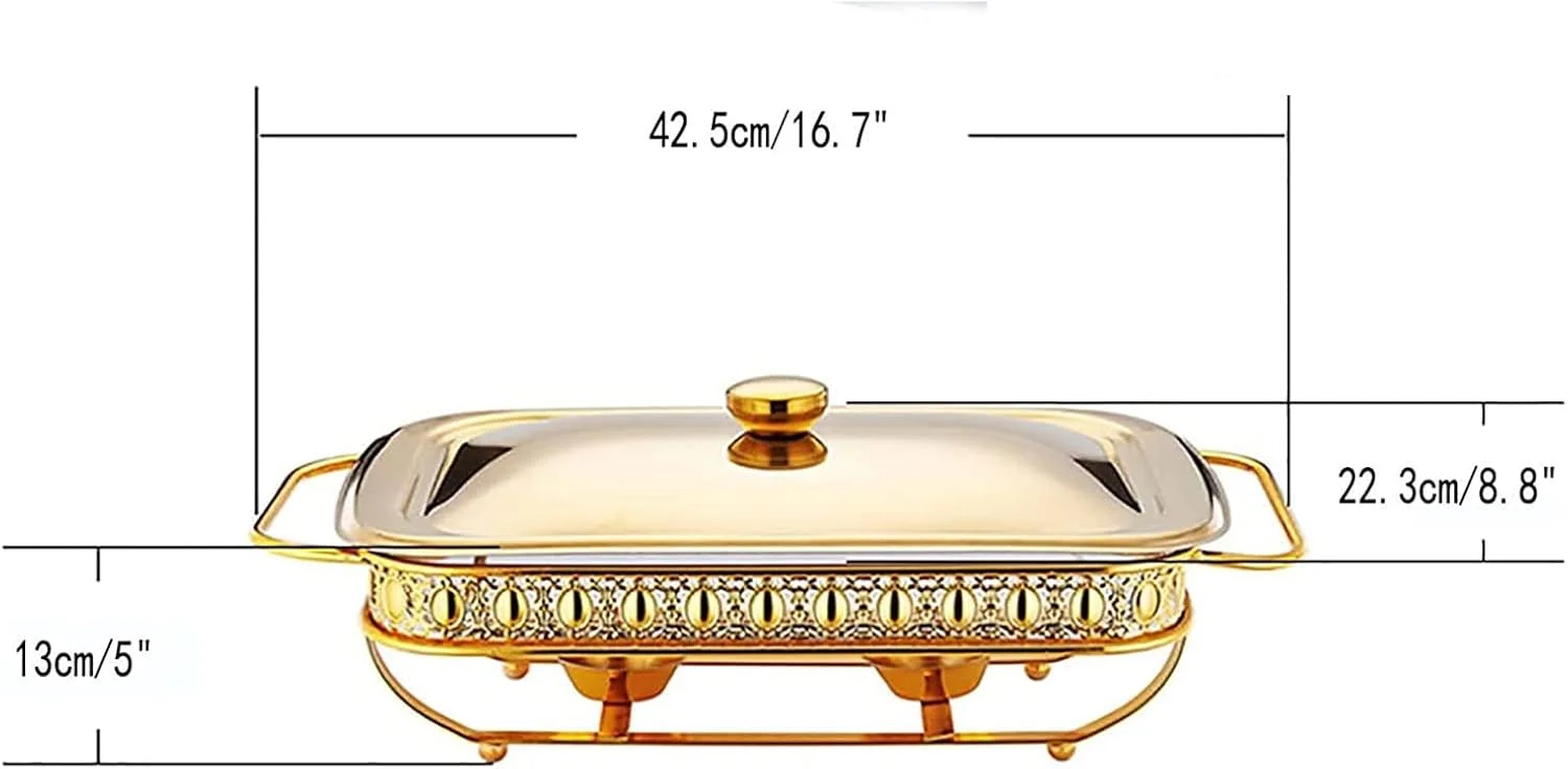 ظرف گرم نگهدارنده غذا استیل، ست بوفه ۲ کوارتی، گرم کننده غذا برای مهمانی ها، ظرف مستطیلی با درب و نگهدارنده برای عروسی ها، مهمانی ها، ضیافت ها، پذیرایی و رویدادهای کریسمس