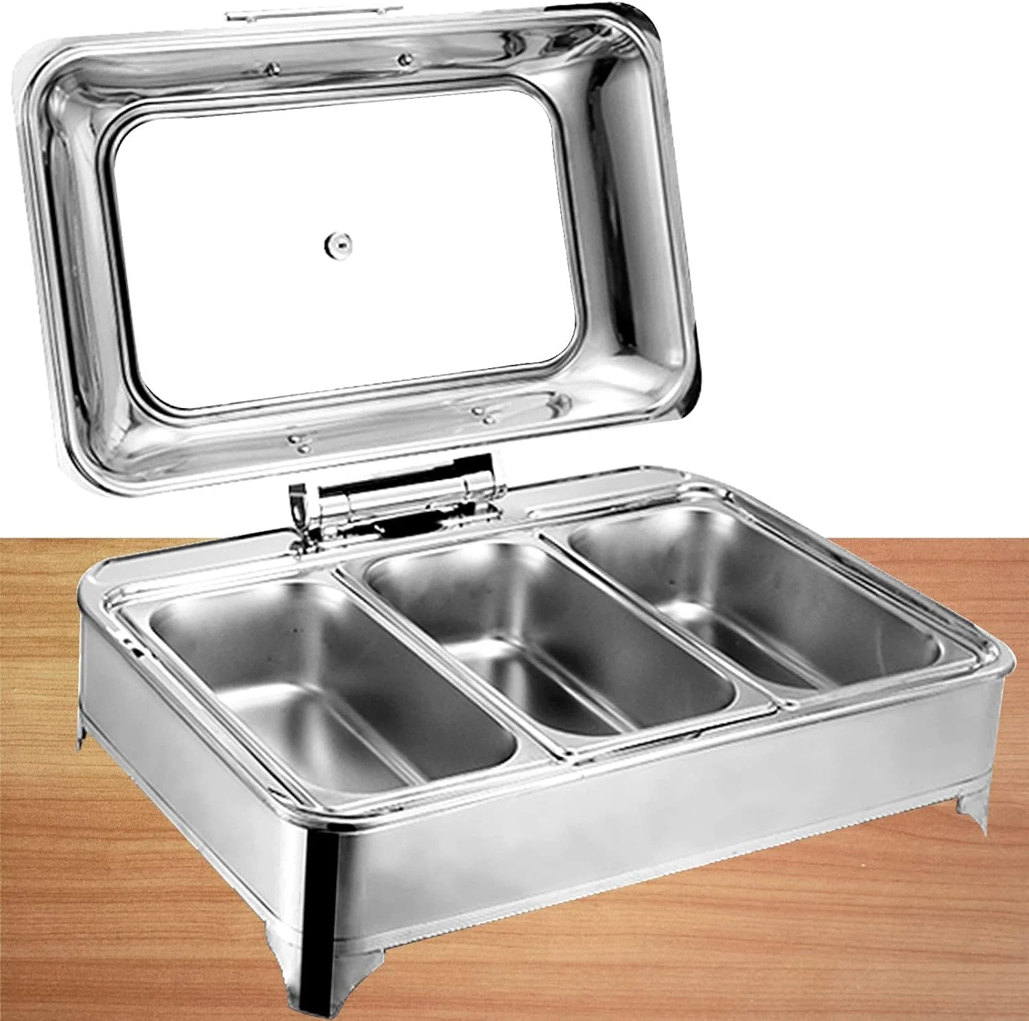 گرمکن غذا استیل ضد زنگ برقی برای بوفه، ظرف گرمکن مستطیلی 9 لیتری با درب شیشه ای قابل مشاهده برای بوفه ها، مهمانی های خانگی، GN1/3