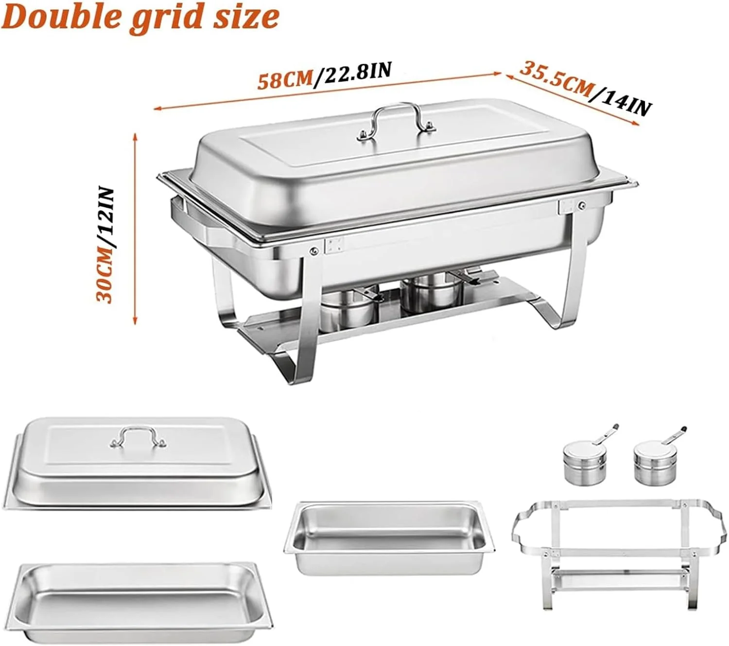 اجاق بوفه استیل ضد زنگ، گرمکن غذای تاشو، گرمکن غذا با تابه، مناسب برای رستوران، پذیرایی، مهمانی ها و عروسی ها () اجاق بوفه استیل ضد زنگ، گرمکن غذای تاشو، گرمکن غذا با تابه، مناسب برای رستوران، پذیرایی، مهمانی ها و عروسی ها ()