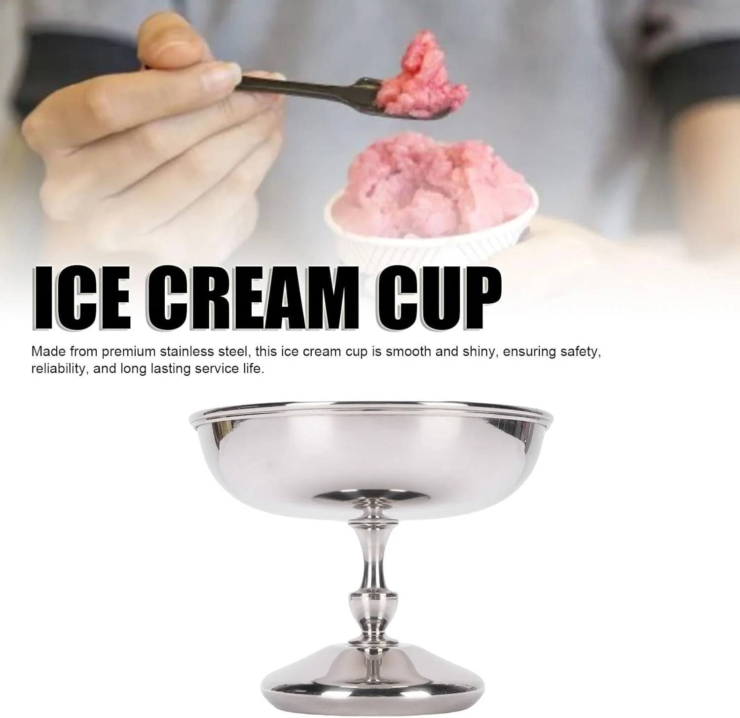 جام بستنی، کاسه دسر استیل ضد زنگ برای سالاد میوه پودینگ ماست، کاسه آب نبات اسنک پایه دار گرد برای خانه ها، هتل ها، رستوران ها، مهمانی ها، فروشگاه های دسر (2401-3)