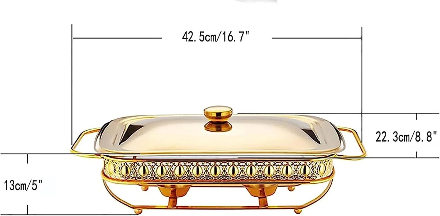 ظرف گرم نگهدارنده غذا استیل، ست بوفه، گرمکن غذا 2 لیتری برای مهمانی ها، ظروف مستطیلی با درب و نگهدارنده برای عروسی ها، مهمانی ها، ضیافت ها، پذیرایی، رویدادهای کریسمس و هالووین