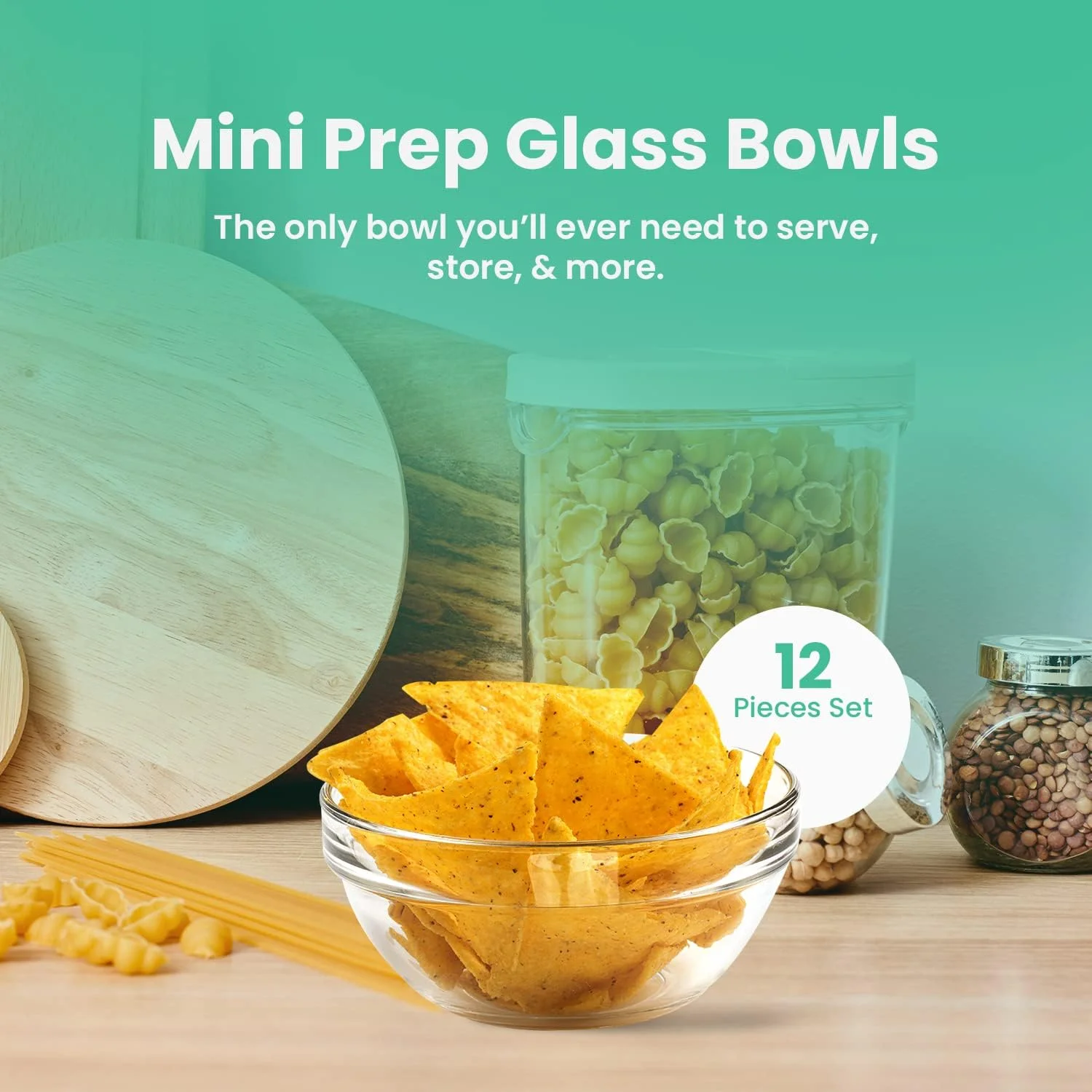 کاسه های شیشه ای کوچک SQARR با درب - کاسه های آماده سازی عالی برای دوستداران آشپزی - کاسه های کوچک برای آب نبات، دسر، آجیل، مهمانی، دیپ، چاشنی، سس، مواد اولیه (ست 12 عددی)