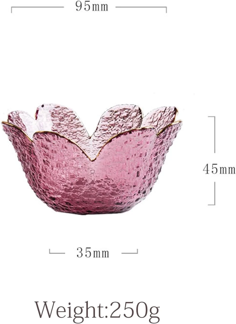 کاسه سس خوری شیشه ای Soulnioi، ظروف سس خوری طرح گل کریستالی، کاسه های کوچک دسر و تنقلات با روکش طلایی برای مهمانی عروسی خانگی، قطر 9.5 سانتی متر - بنفش