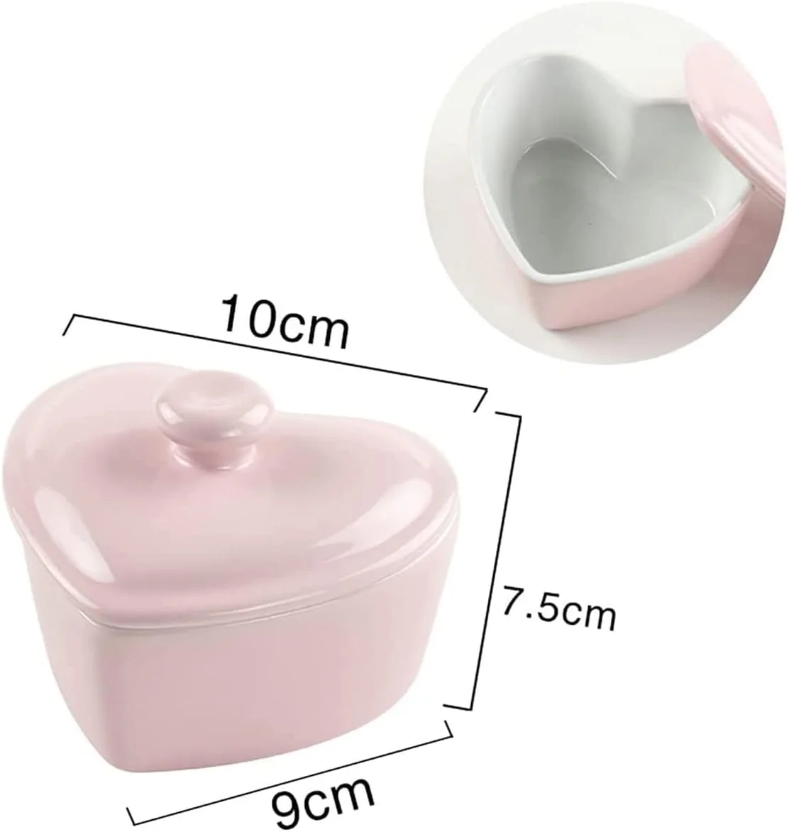 کاسه دسر سرامیکی طرح قلب SOCOSY با درب، کاسه کوچک پودینگ و سالاد، کاسه پخت و پز مقاوم در برابر حرارت بالا - صورتی - 5 اونس