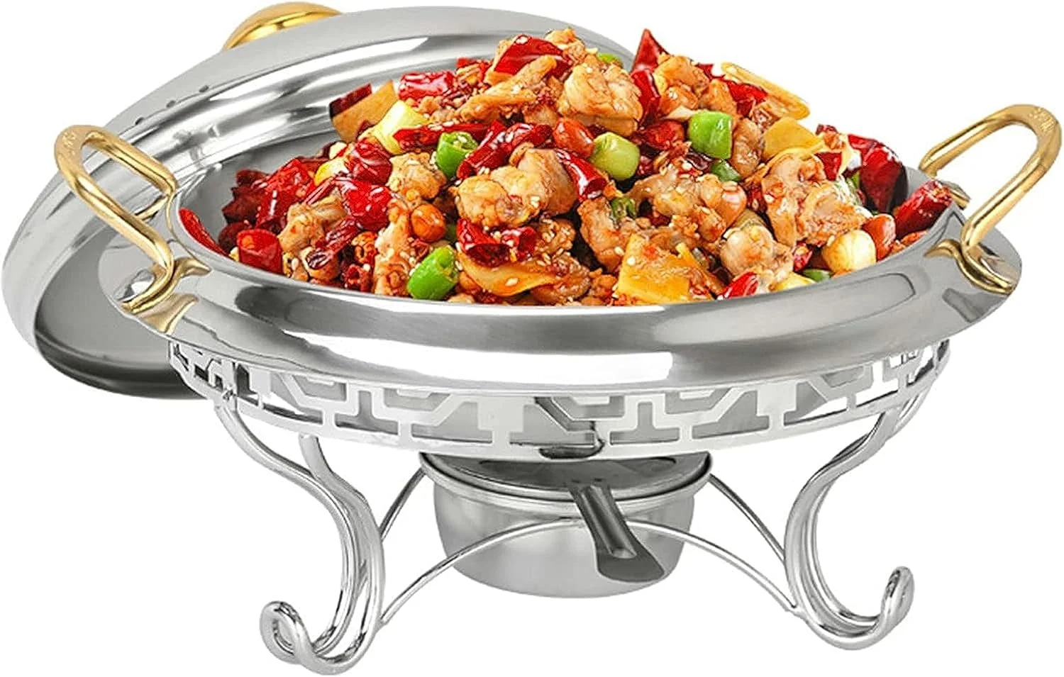 ظرف گرم نگهدارنده غذا گرد، ست گرمکن بوفه پذیرایی استیل ضد زنگ با کوره الکلی و درب، مناسب برای مهمانی ها، عروسی ها، پیک نیک ها و رستوران ظرف گرم نگهدارنده غذا گرد، ست گرمکن بوفه پذیرایی استیل ضد زنگ با کوره الکلی و درب، مناسب برای مهمانی ها، عروسی ها، پیک نیک ها و رستوران