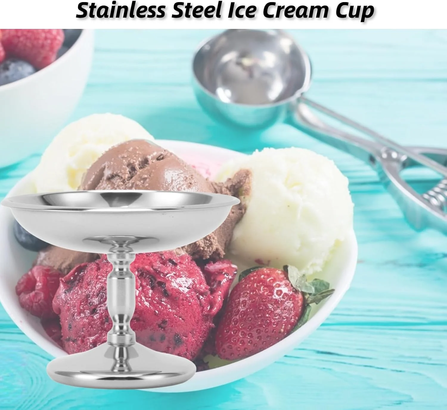 کاسه دسر استیل ضد زنگ سوبو 304، کاسه بستنی، میوه، تنقلات و آبنبات چند منظوره 2.8 اینچی، کاسه سس برای سالاد، پودینگ میوه، دکور آشپزخانه رستوران ها، هدیه خانه نویی