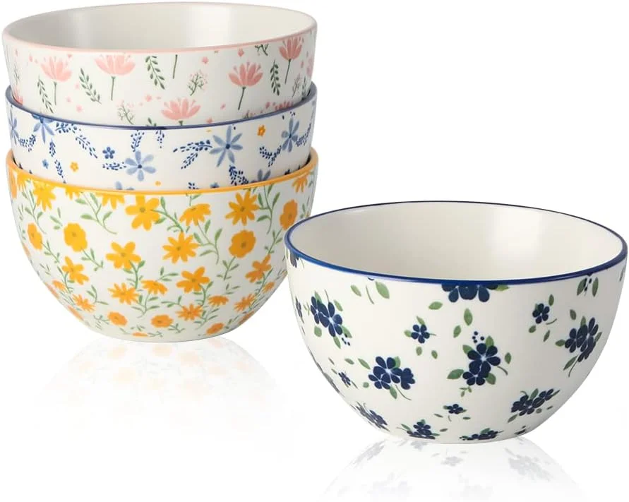 Small Bowls Ceramic Bowl Set - 10 oz Porcelain Rice Bowls Set - 4.5 inch Floral Patterned Dessert Bowls - 6 Colorful Cute Bowls for Ice Cream | Soup | Snack | Side Dishes - Microwave Dishwasher Safe Small Bowls Ceramic Bowl Set - 10 oz Porcelain Rice Bowls Set - 4.5 inch Floral Patterned Dessert Bowls - 6 Colorful Cute Bowls for Ice Cream | Soup | Snack | Side Dishes - Microwave Dishwasher Safe