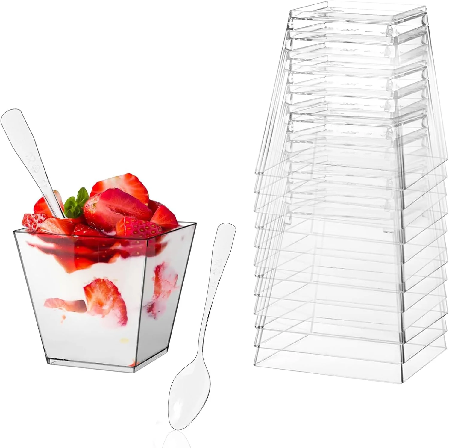 ست 50 عددی فنجان دسر مینیاتوری ShanBye VORAGA، فنجان های دسر پلاستیکی قابل استفاده مجدد، فنجان های مربعی با قاشق، فنجان کوچک شفاف، کاسه دسر سرو قابل استفاده مجدد برای پودینگ، موس، بستنی 60 میلی لیتر ست 50 عددی فنجان دسر مینیاتوری ShanBye VORAGA، فنجان های دسر پلاستیکی قابل استفاده مجدد، فنجان های مربعی با قاشق، فنجان کوچک شفاف، کاسه دسر سرو قابل استفاده مجدد برای پودینگ، موس، بستنی 60 میلی لیتر