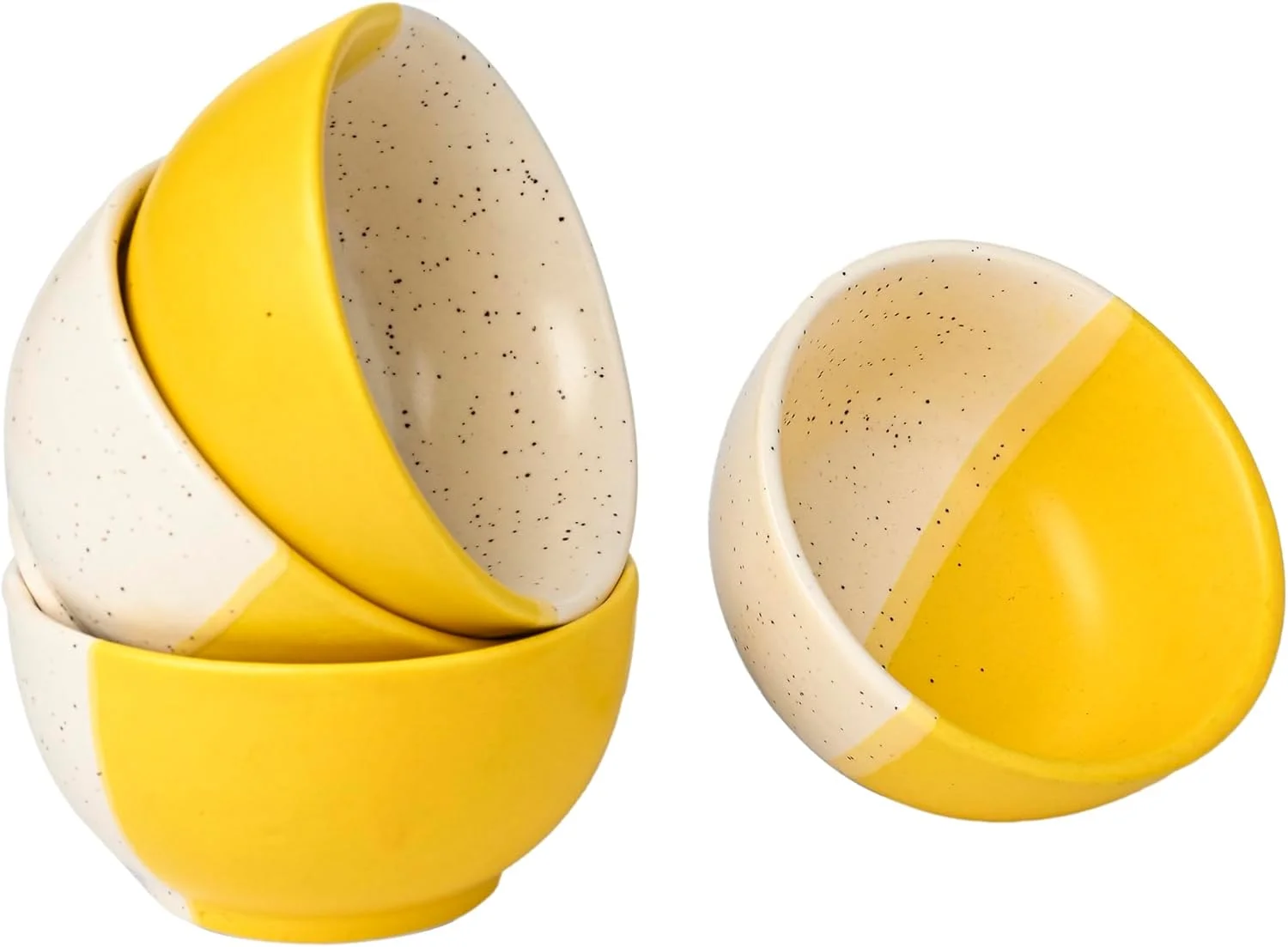 ShadowGreen | RE Kitchen | Ceramic Dessert Bowl | Ice Cream Bowl | Snacks/namkeen Bowl | Set of 6 (Dual Yellow Design)(120ml) |