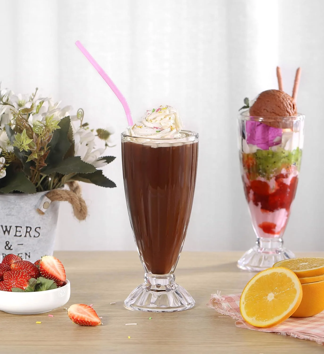 ست 2 عددی جام دسر رویال کویزین 360 میلی لیتر، لیوان بستنی خوری، لیوان بلند کوکتل، کاسه دسر، لیوان شربت، لیوان میلک شیک