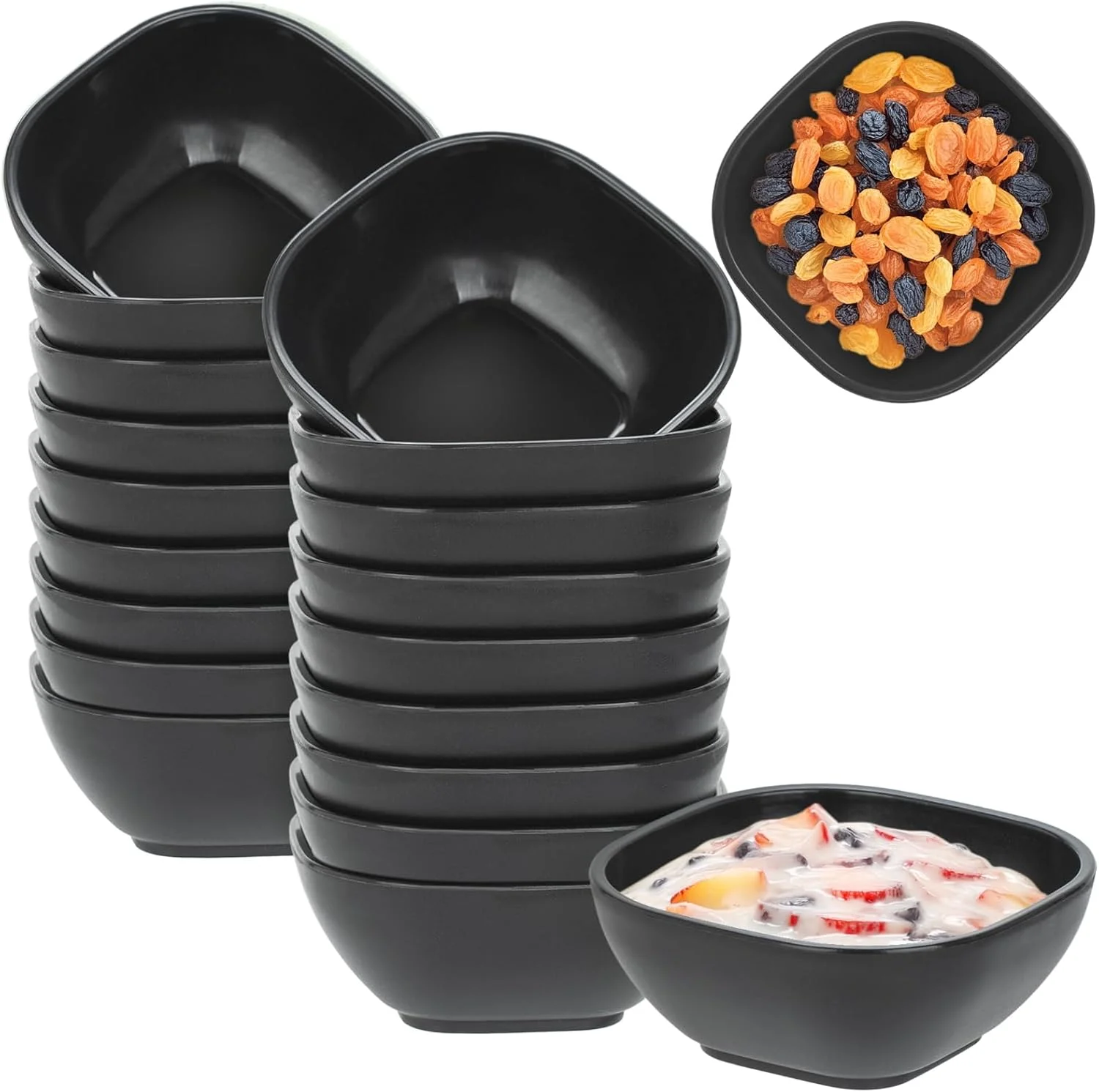 Ronanemon 20 Pack Small Bowls, 4.5 OZ Wheat Straw Soy Sauce Dishes, Unbreakable Dessert Bowls,Dipping Sauce Cups, Mini Prep Bowls,Snacks, Sauce Ketchup, BBQ (Black) Ronanemon 20 Pack Small Bowls, 4.5 OZ Wheat Straw Soy Sauce Dishes, Unbreakable Dessert Bowls,Dipping Sauce Cups, Mini Prep Bowls,Snacks, Sauce Ketchup, BBQ (Black)