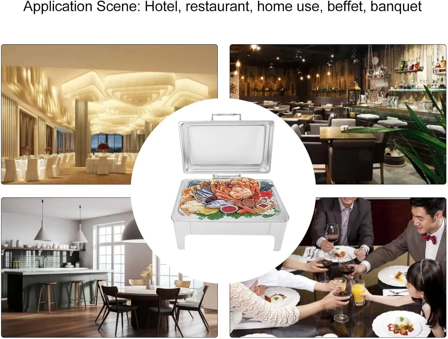 ظرف گرم نگهدارنده غذا ریزگوی 9 لیتری استیل ضد زنگ، مناسب بوفه، گرم کننده غذا با درب شیشه ای شفاف و سیستم هیدرولیک آرام بند، مناسب بوفه ها، مهمانی ها و مجالس (تک قسمتی)