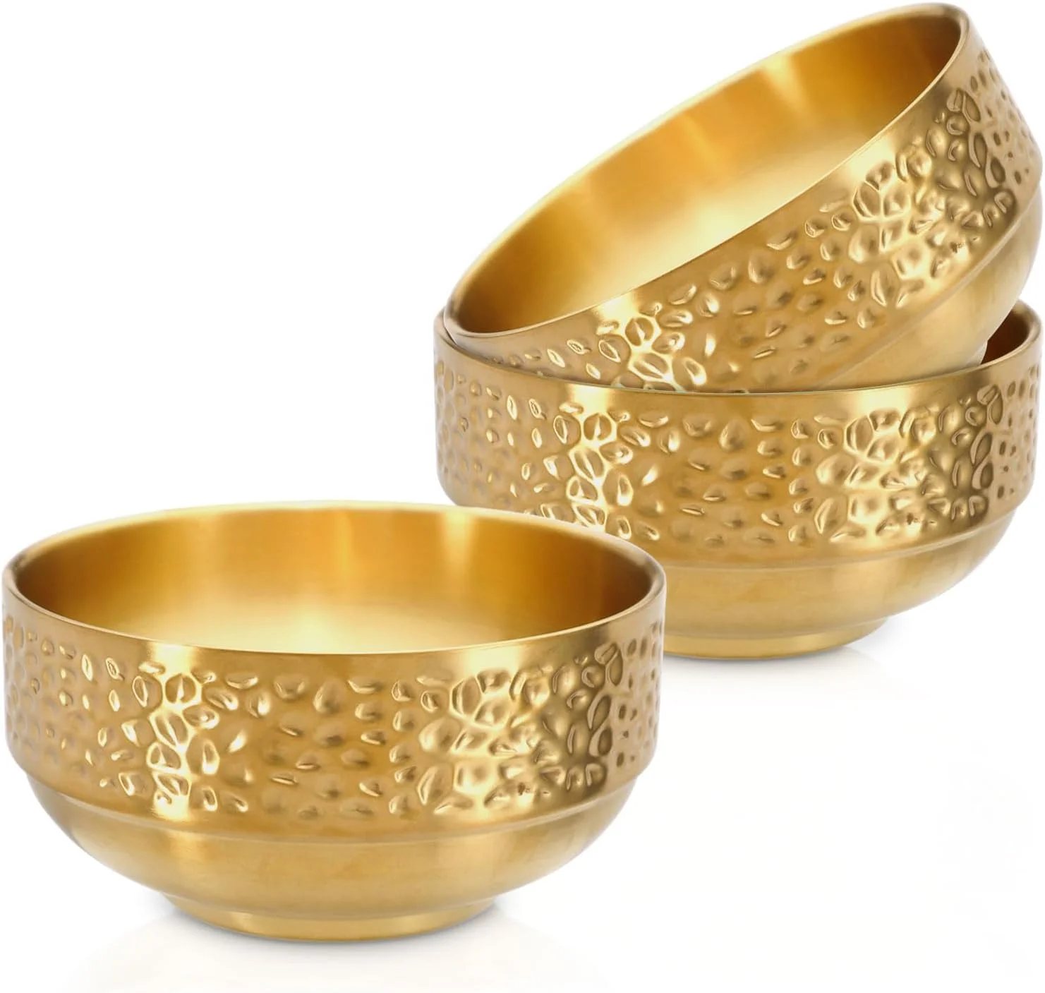 ست کاسه سوپ استیل ضد زنگ طلایی روچرلین، 3 عددی، 740 میلی لیتری، کاسه های عایق بندی شده دو جداره 15 سانتی متری، کاسه های فلزی برنج و تنقلات، کاسه دسر بستنی برای سرو میوه و جو دوسر ست کاسه سوپ استیل ضد زنگ طلایی روچرلین، 3 عددی، 740 میلی لیتری، کاسه های عایق بندی شده دو جداره 15 سانتی متری، کاسه های فلزی برنج و تنقلات، کاسه دسر بستنی برای سرو میوه و جو دوسر