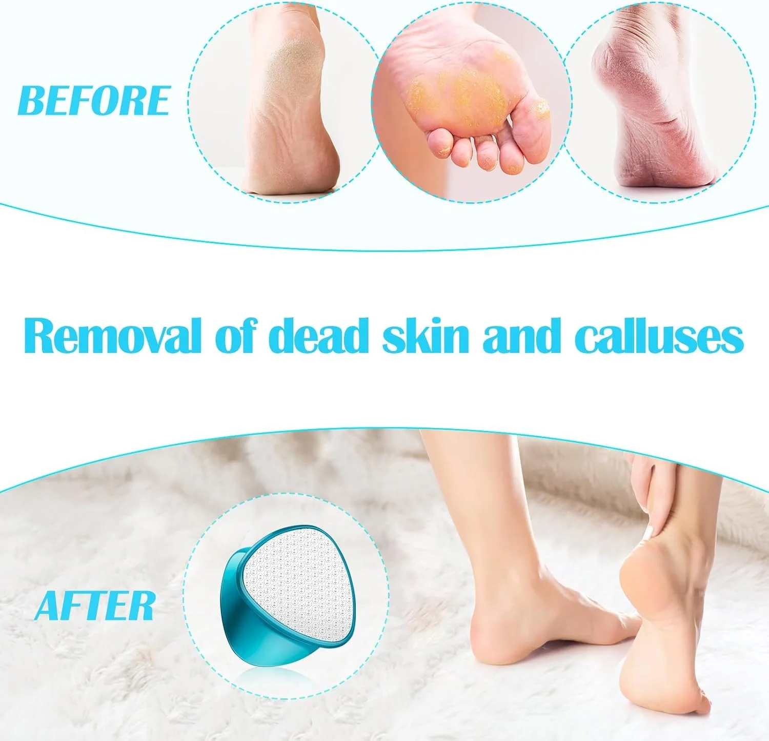 سوهان پا نالاکال، از بین برنده پینه و موهای زائد کریستالی نانو شیشه ای دو طرفه 2 در 1، از بین برنده ایمن و سریع پینه پا، اپیلاتور زنانه، ست پدیکور پا، طراحی انحصاری دو طرفه