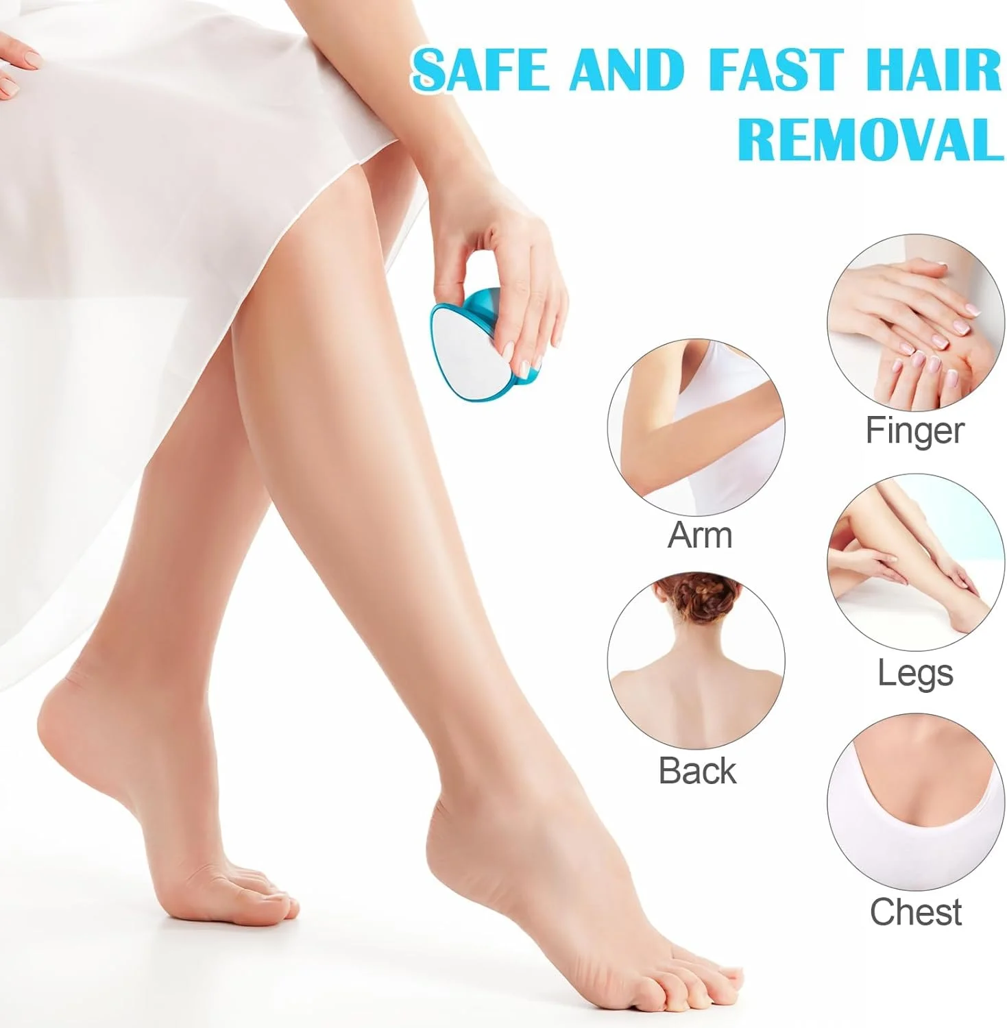 سوهان پا نالاکال، از بین برنده پینه و موهای زائد کریستالی نانو شیشه ای دو طرفه 2 در 1، از بین برنده ایمن و سریع پینه پا، اپیلاتور زنانه، ست پدیکور پا، طراحی انحصاری دو طرفه