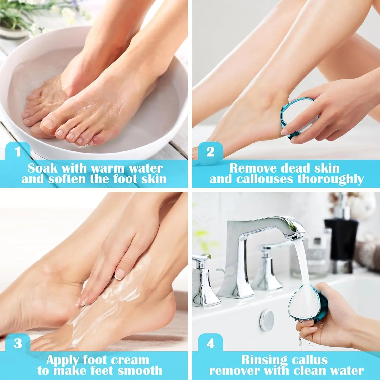 سوهان پا نالاکال، از بین برنده پینه و موهای زائد کریستالی نانو شیشه ای دو طرفه 2 در 1، از بین برنده ایمن و سریع پینه پا، اپیلاتور زنانه، ست پدیکور پا، طراحی انحصاری دو طرفه