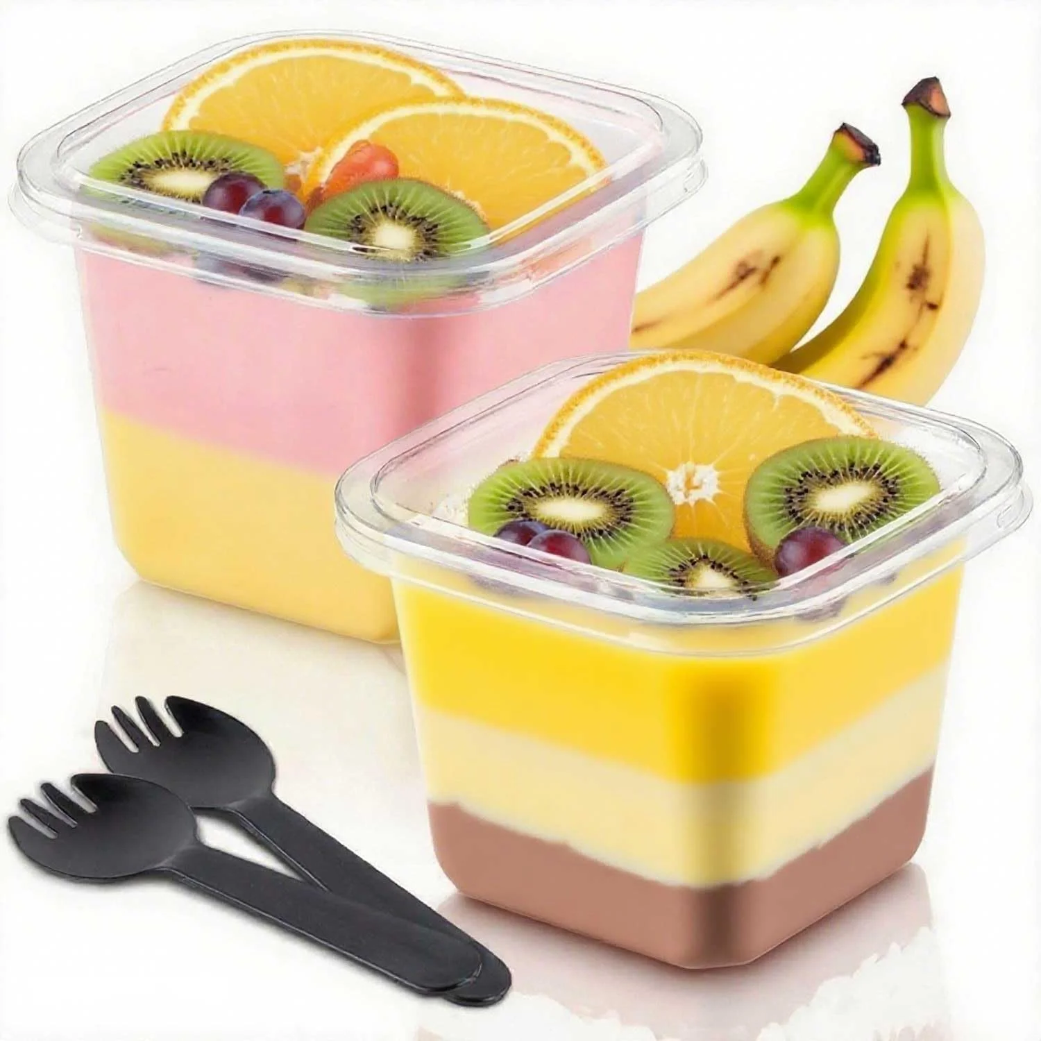 کاسه های دسر قابل استفاده مجدد، فنجان های دسر با قاشق، فنجان های پیش غذای پارفیت برای دسر تیرامیسو، پودینگ، موس، فنجان های دسر پلاستیکی با درب 360 میلی لیتر، بسته 50 عددی دسرهای مربعی کاسه های دسر قابل استفاده مجدد، فنجان های دسر با قاشق، فنجان های پیش غذای پارفیت برای دسر تیرامیسو، پودینگ، موس، فنجان های دسر پلاستیکی با درب 360 میلی لیتر، بسته 50 عددی دسرهای مربعی