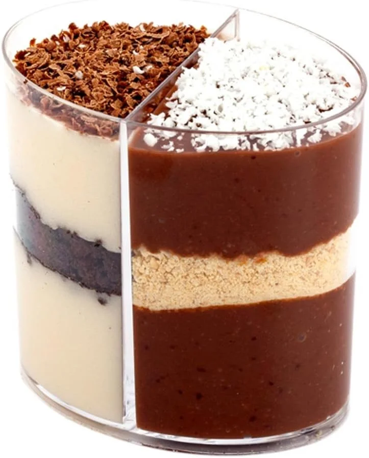 ظروف دسر 4 اونسی رستوران ور، 100 عدد فنجان مزه بیضی شکل - دارای 2 محفظه، یکبار مصرف، ظروف پیش غذای پلاستیکی شفاف، برای سرو نمونه در ضیافت های عروسی و رویدادهای پذیرایی ظروف دسر 4 اونسی رستوران ور، 100 عدد فنجان مزه بیضی شکل - دارای 2 محفظه، یکبار مصرف، ظروف پیش غذای پلاستیکی شفاف، برای سرو نمونه در ضیافت های عروسی و رویدادهای پذیرایی