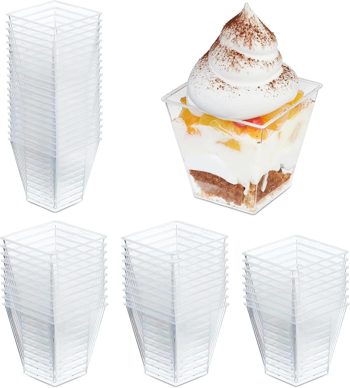 ظروف دسر Relaxdays، ست 50 عددی، 240 میلی لیتر، قابل استفاده مجدد، ظروف دسر برای بستنی و تیرامیسو، پلاستیکی، شفاف ظروف دسر Relaxdays، ست 50 عددی، 240 میلی لیتر، قابل استفاده مجدد، ظروف دسر برای بستنی و تیرامیسو، پلاستیکی، شفاف
