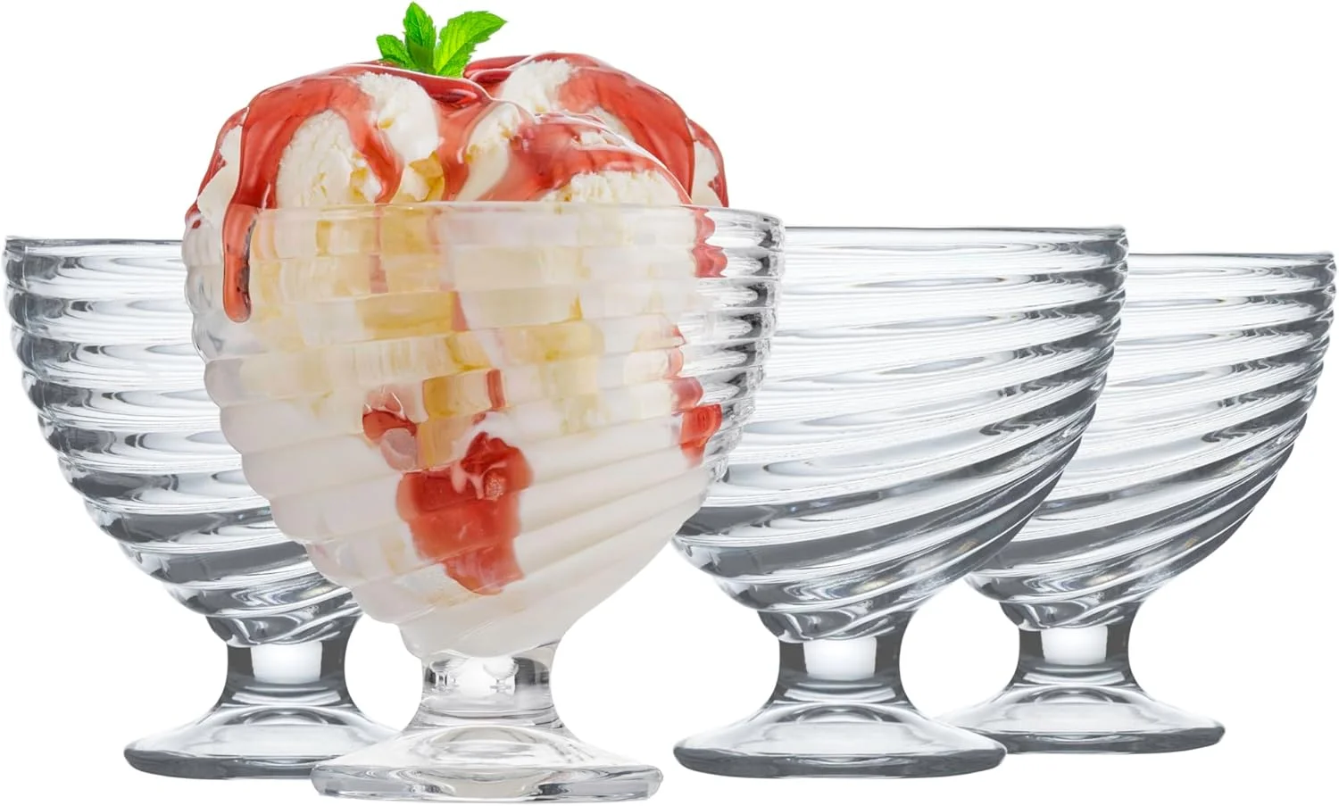 ست 4 تایی ظرف بستنی خوری Ravenhead Essentials Swirl | ظروف دسر شیشه ای 208 میلی لیتری با طراحی بافت دار - ایده آل برای بستنی، پیش غذا و تنقلات | جعبه کادویی ست 4 تایی ظرف بستنی خوری Ravenhead Essentials Swirl | ظروف دسر شیشه ای 208 میلی لیتری با طراحی بافت دار - ایده آل برای بستنی، پیش غذا و تنقلات | جعبه کادویی