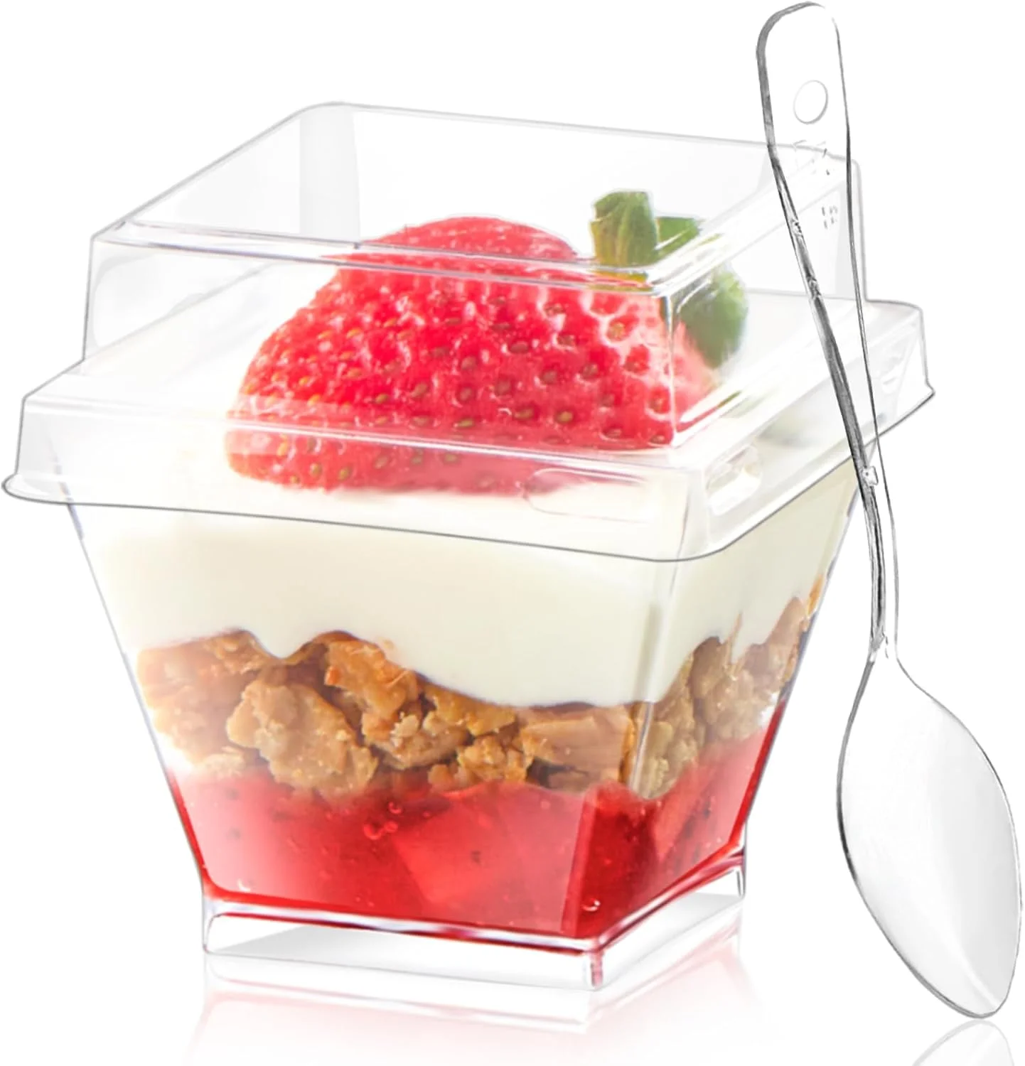 ظروف دسر مینیاتوری 2 اونسی Qeirudu به همراه درب و قاشق - بسته 100 عددی لیوان های شات پلاستیکی برای دسر، لیوان های سرو مربع کوچک برای مهمانی، پودینگ، پارفه، ژله و بستنی تکی ظروف دسر مینیاتوری 2 اونسی Qeirudu به همراه درب و قاشق - بسته 100 عددی لیوان های شات پلاستیکی برای دسر، لیوان های سرو مربع کوچک برای مهمانی، پودینگ، پارفه، ژله و بستنی تکی