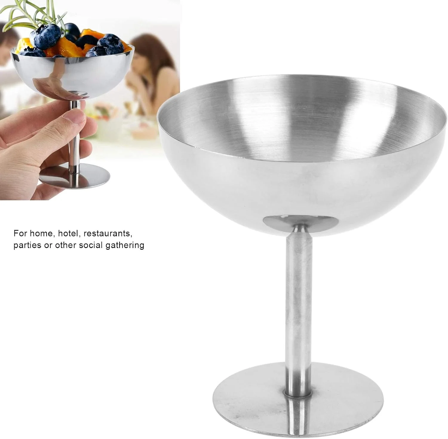 جام بستنی، فنجان پودینگ فلزی 160 میلی لیتری، کاسه های سرو دسر، کاسه بستنی استیل ضد زنگ، کاسه سالاد قابل استفاده مجدد، کاسه دسر، کاسه سس برای ظرف آب نبات میوه میان وعده