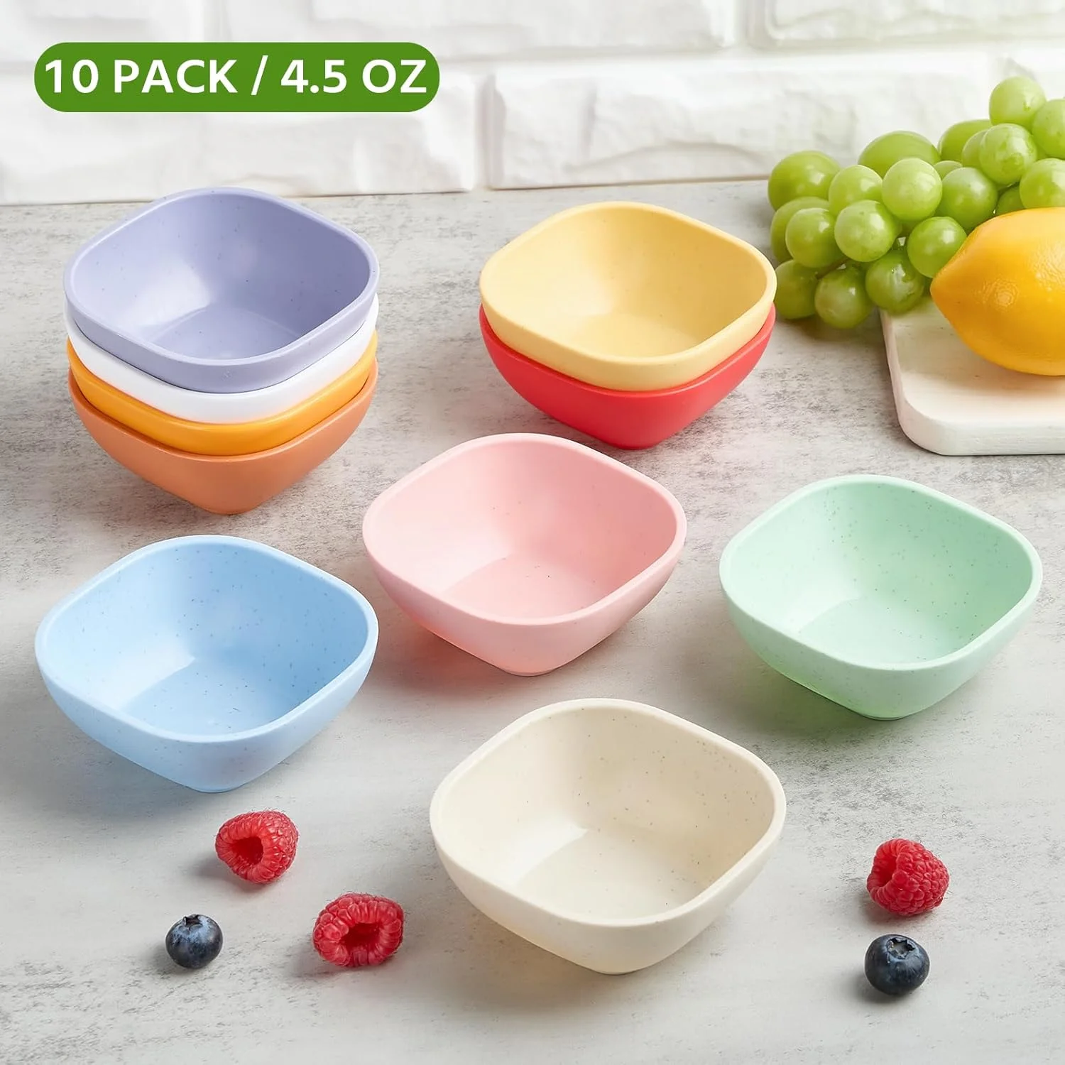 بسته 10 عددی کاسه سس خوری نی گندم Qeirudu، کاسه های دسر رنگارنگ 130 میلی لیتری، کاسه های کوچک نشکن برای سس سالسا، مخلفات، تنقلات، میوه، پیش غذا
