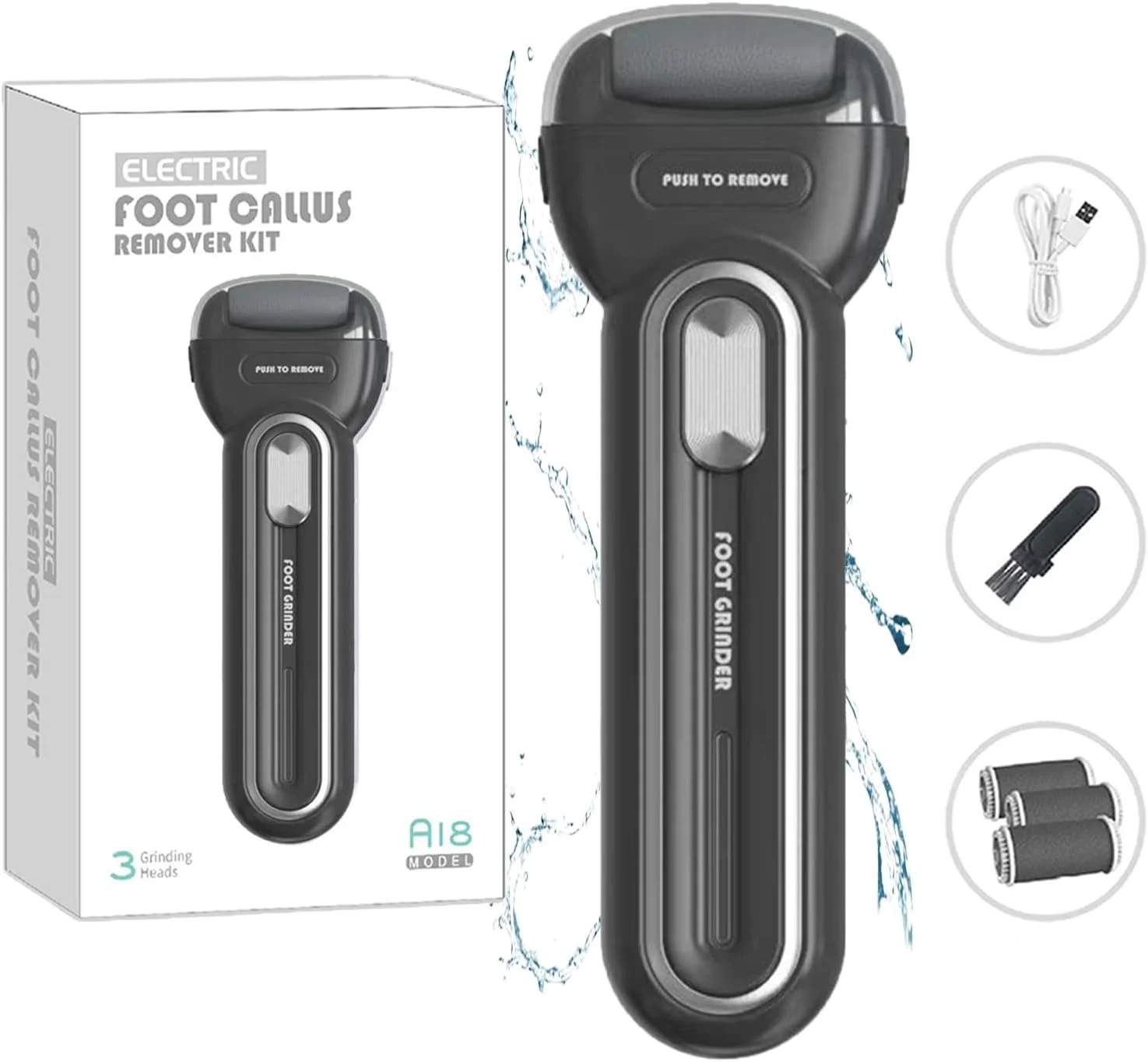 سوهان برقی پا Kequsprk، دستگاه از بین برنده پینه پا با 3 سری قابل تعویض، 1 برس تمیز کننده و سیم USB برای از بین بردن پینه، پوست مرده، سفت و خشک ترک خورده سوهان برقی پا Kequsprk، دستگاه از بین برنده پینه پا با 3 سری قابل تعویض، 1 برس تمیز کننده و سیم USB برای از بین بردن پینه، پوست مرده، سفت و خشک ترک خورده