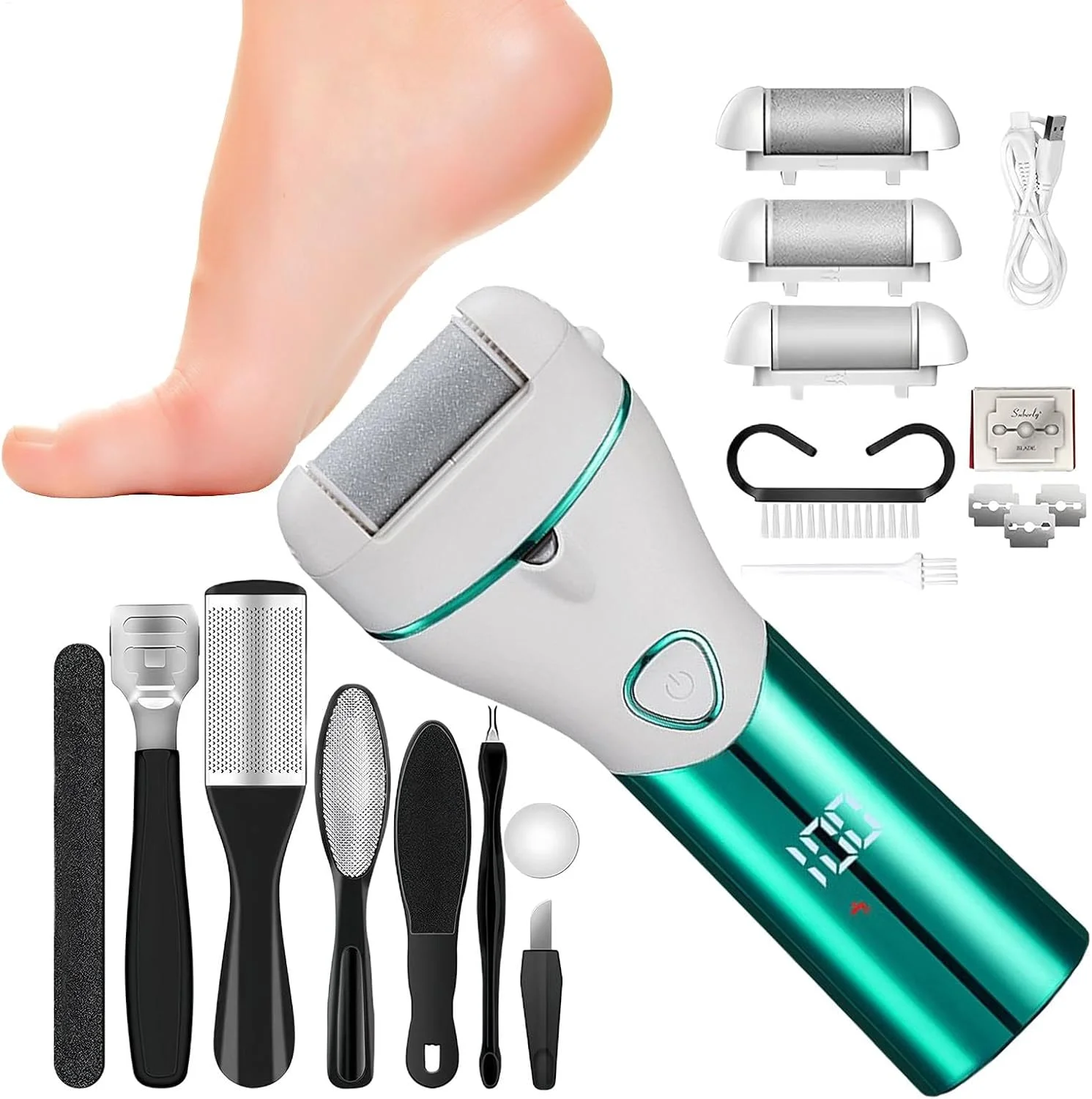 دستگاه الکتریکی از بین برنده پینه پا kinrguiyuez، ابزار حرفه ای پدیکور از بین برنده پوست مرده | کیت مراقبت از پای الکتریکی با 3 سری سنگ زنی برای پوست های خشک، ترک خورده و مرده سخت دستگاه الکتریکی از بین برنده پینه پا kinrguiyuez، ابزار حرفه ای پدیکور از بین برنده پوست مرده | کیت مراقبت از پای الکتریکی با 3 سری سنگ زنی برای پوست های خشک، ترک خورده و مرده سخت