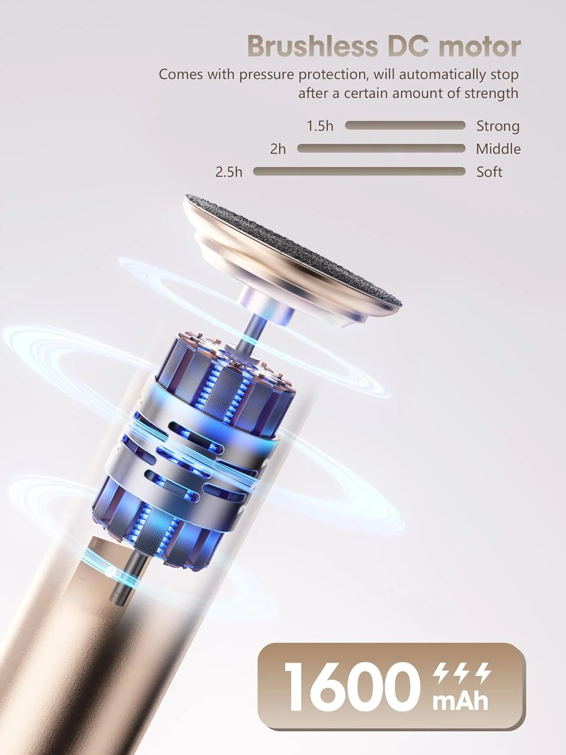 سوهان برقی پدیکور کیوسید - 2 در 1، سوهان برقی بی سیم پا و دستگاه سنگ پا، از بین برنده پینه پا با 3 حالت، از بین برنده پوست خشک پا (رزگلد)