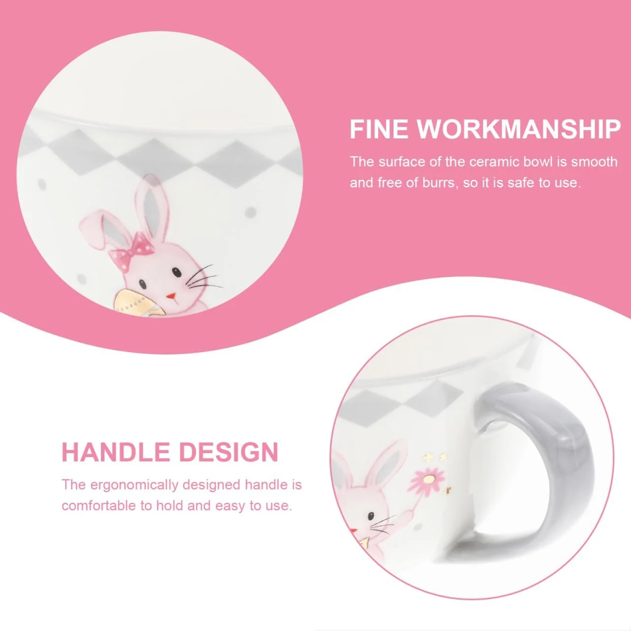 پریتی زوم کاسه سوپ خرگوشی، کاسه های شام رامن، کاسه خرگوشی سرامیکی، کاسه سوپ سرامیکی، کاسه سالاد دسر، کاسه دسر نودل، کارد و چنگال عید پاک، کاسه سوپ طرح خرگوش، تزئین سرامیک کارتونی