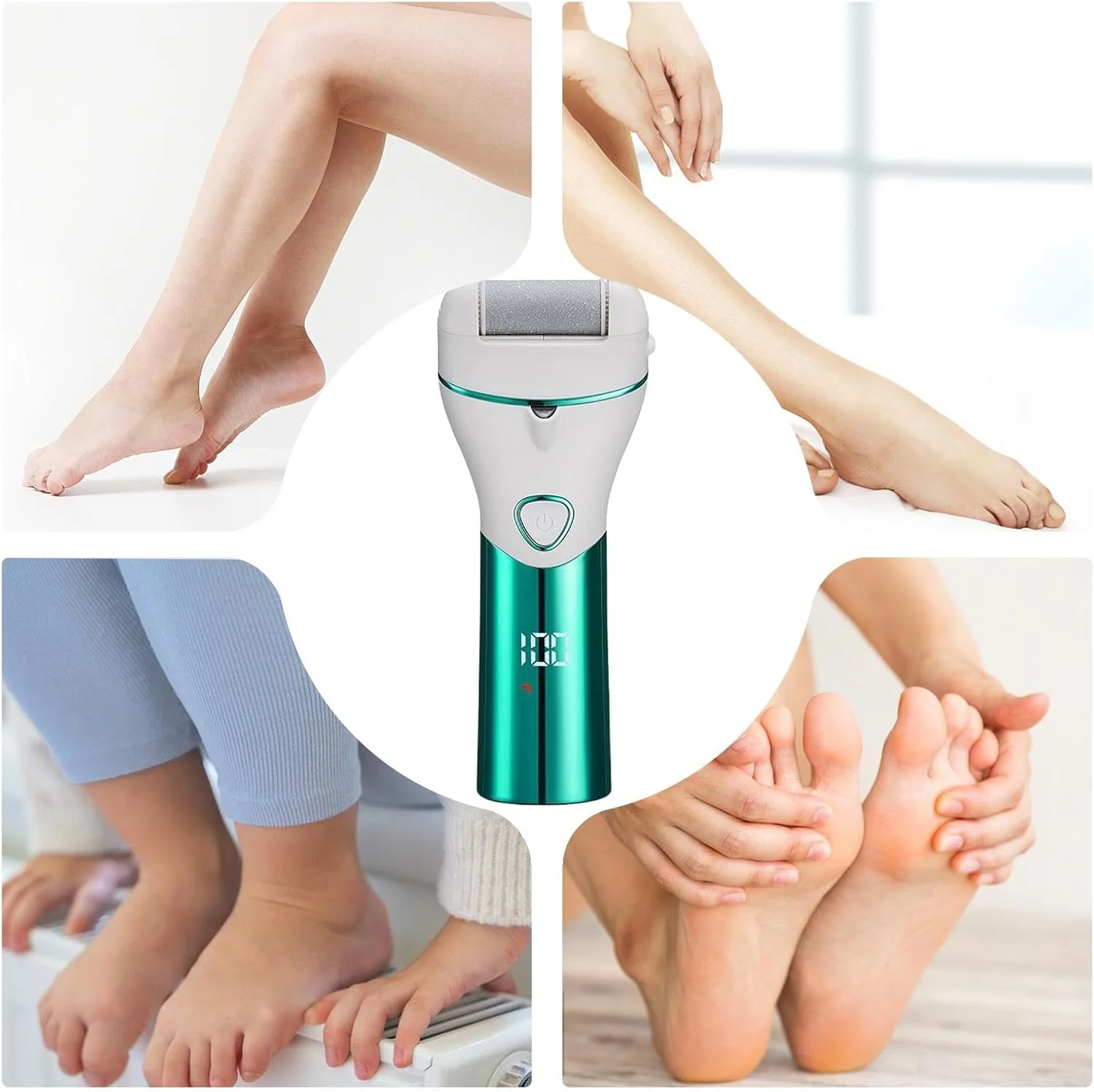 دستگاه الکتریکی از بین برنده پینه پا kinrguiyuez، ابزار حرفه ای پدیکور از بین برنده پوست مرده | کیت مراقبت از پای الکتریکی با 3 سری سنگ زنی برای پوست های خشک، ترک خورده و مرده سخت