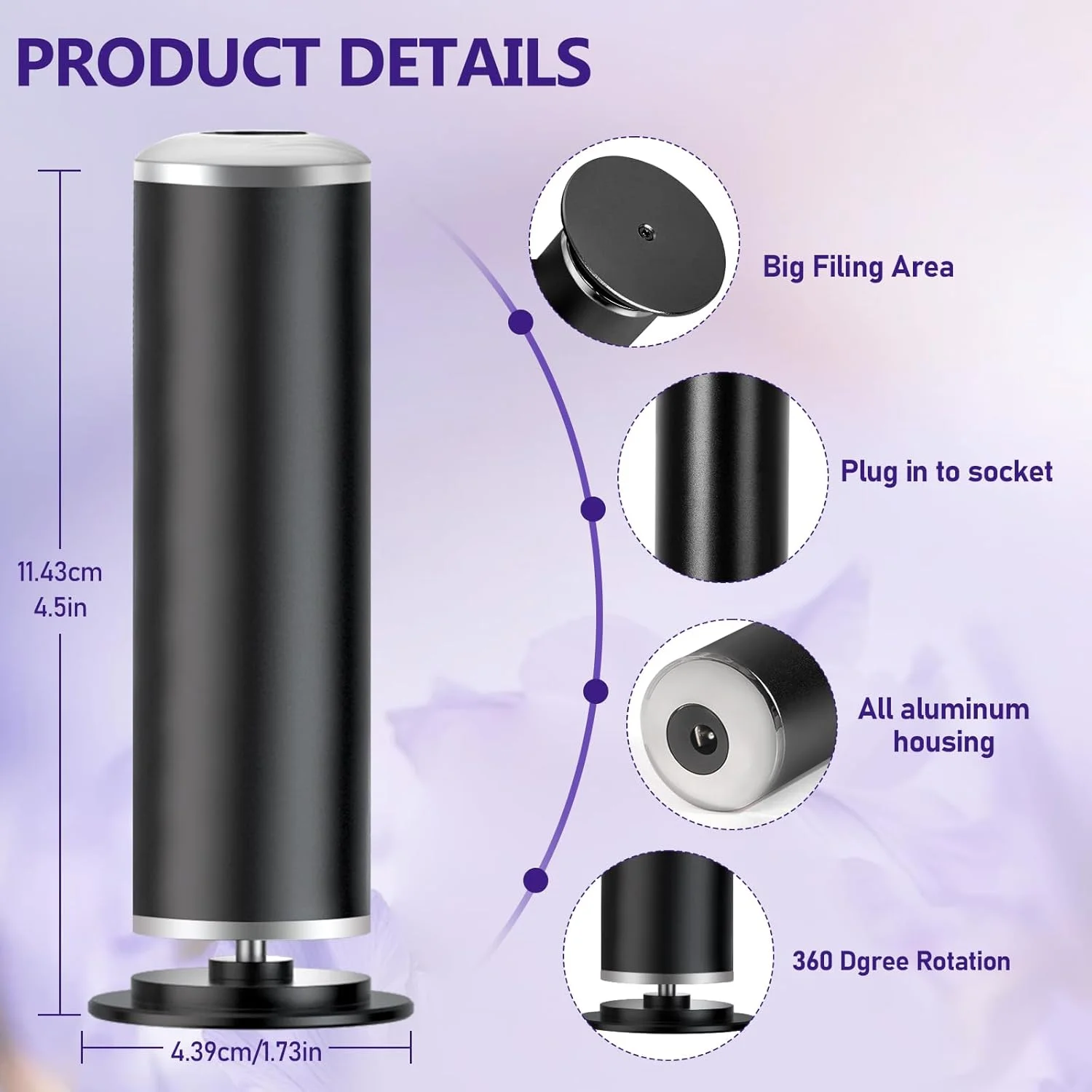 سوهان برقی پدیکور Krofaue - دستگاه سنگ پای برقی با کنترل سرعت و 60 عدد دیسک سمباده ای جایگزین، ابزار حرفه ای پدیکور برای از بین بردن پوست خشک و مرده پا، مناسب آقایان و بانوان - مشکی