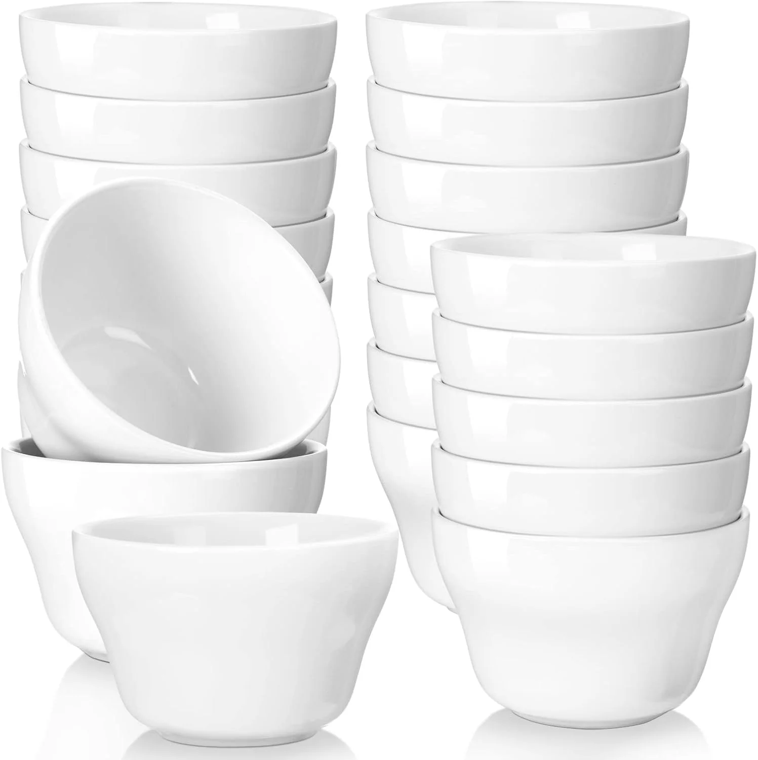 بسته 12 عددی کاسه های چینی 240 میلی لیتری، کاسه های کوچک دسر، فنجان های چینی آبگوشت، کاسه های سوپ و دیپ برای بستنی، سس، سوپ های آبکی، مخلفات، سالاد، غلات، برنج، قابل استفاده در مایکروویو و ماشین ظرفشویی، سفید