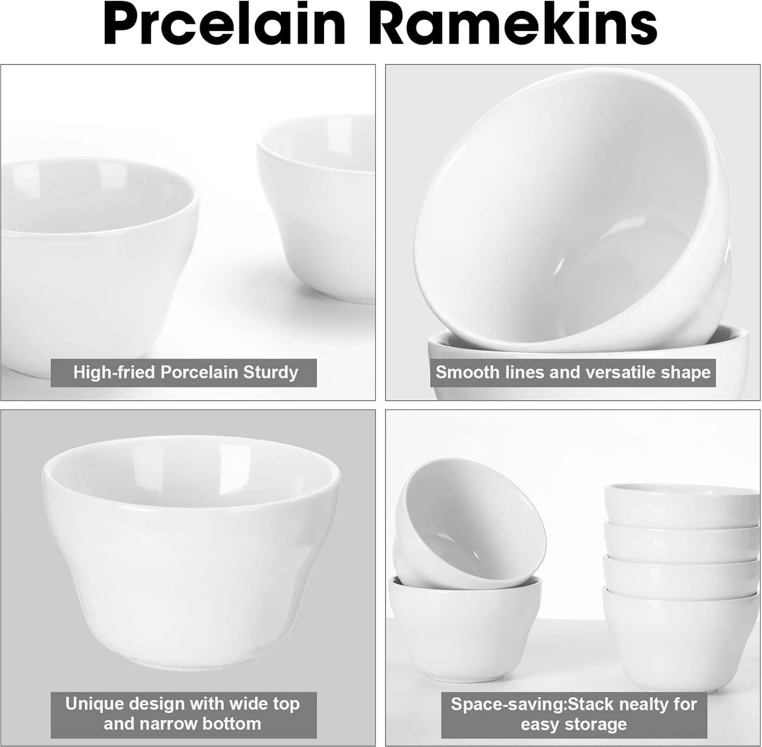 بسته 12 عددی کاسه های چینی 240 میلی لیتری، کاسه های کوچک دسر، فنجان های چینی آبگوشت، کاسه های سوپ و دیپ برای بستنی، سس، سوپ های آبکی، مخلفات، سالاد، غلات، برنج، قابل استفاده در مایکروویو و ماشین ظرفشویی، سفید