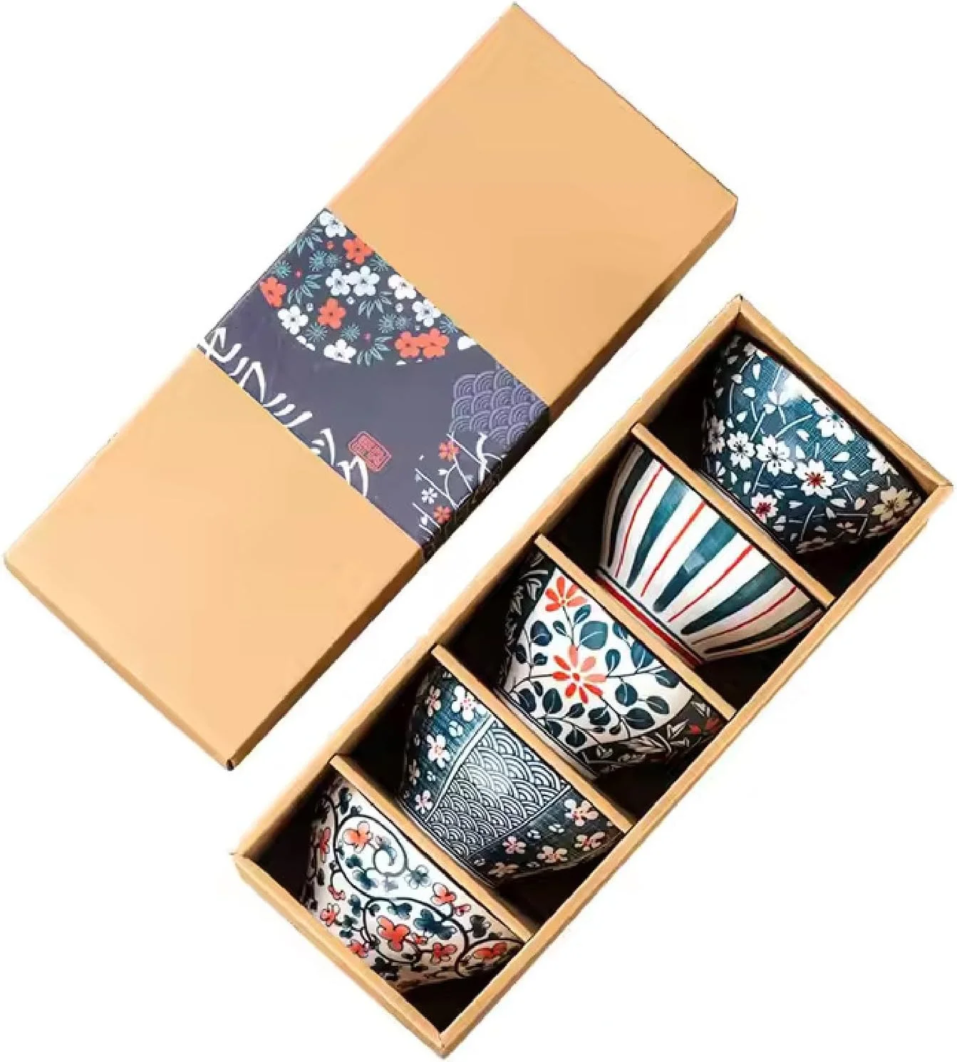 کاسه دسر چینی YANCI®، کاسه غلات همراه با جعبه هدیه، کاسه های رنگارنگ 280 میلی لیتری، کاسه های میان وعده زیبا برای بستنی، سوپ، غلات، مخلفات، چاشنی، سبک وزن، بسته 5 عددی