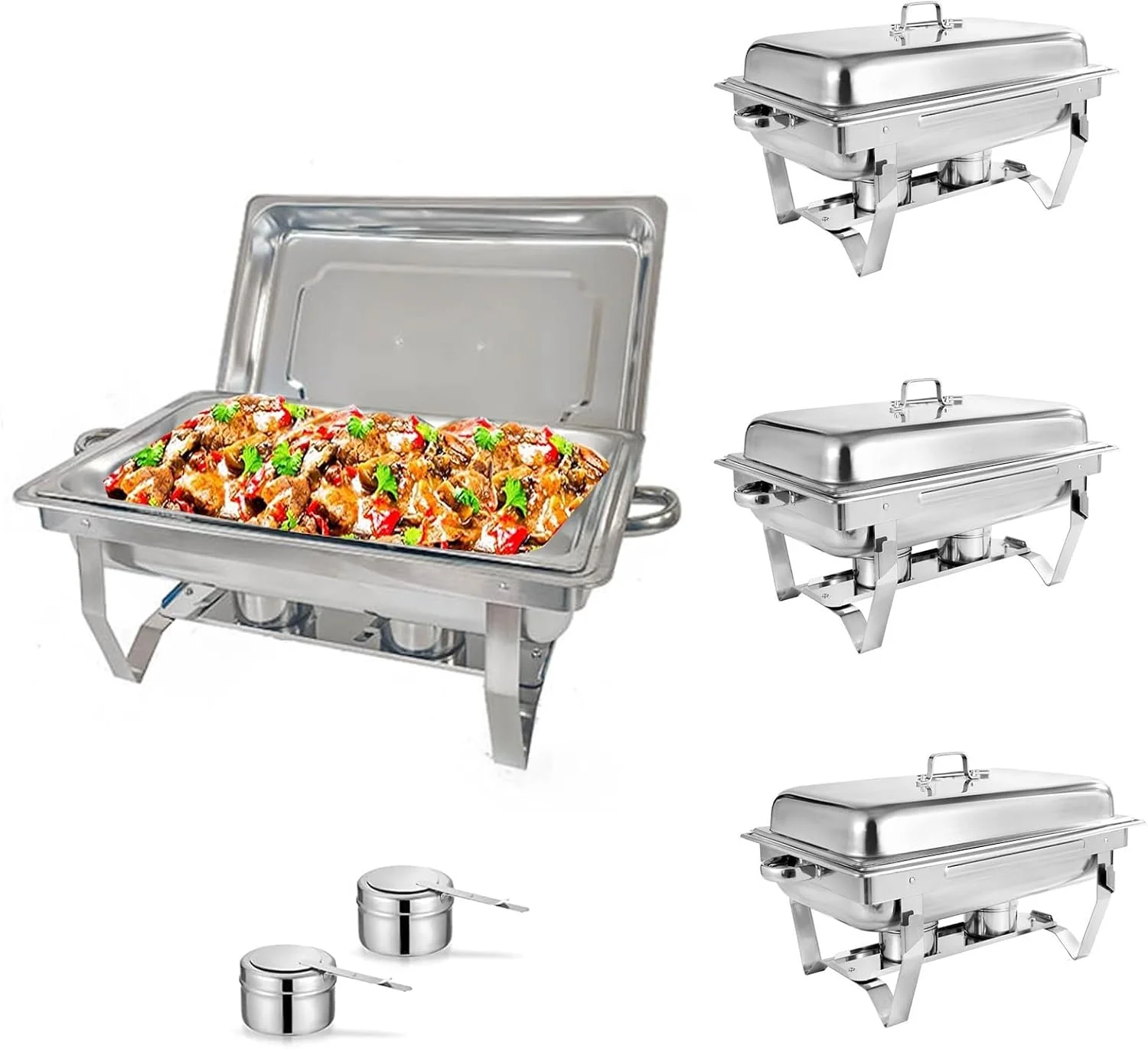 ظرف گرم نگهدارنده غذا، گرم کننده قابل حمل غذا، گرم کننده بوفه و غذا، ظرف گرم نگهدارنده غذا استیل ضد زنگ، مناسب برای بوفه/عروسی/مهمانی/ضیافت/مراسم پذیرایی (رنگ: 1 خانه، سایز