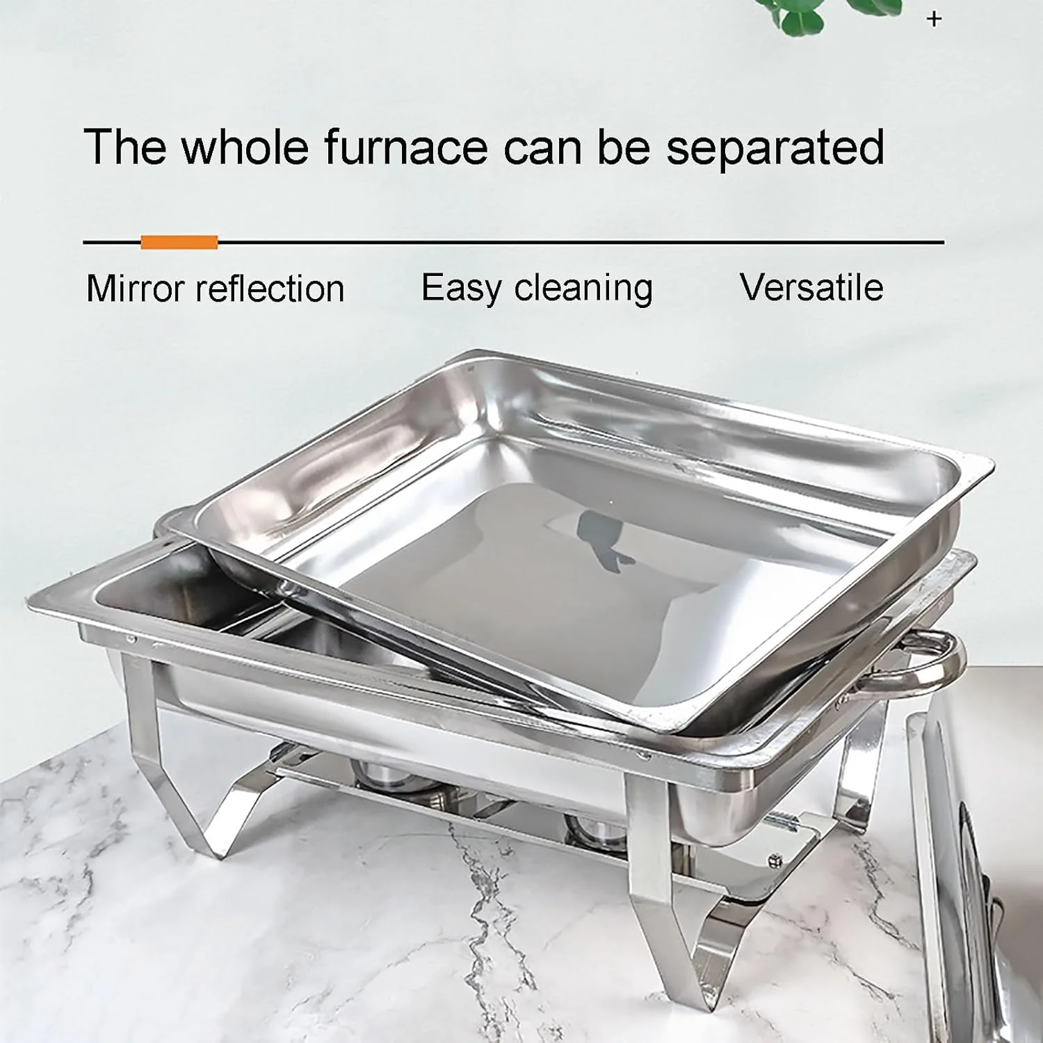 ظرف گرم نگهدارنده غذا، گرم کننده قابل حمل غذا، گرم کننده بوفه و غذا، ظرف گرم نگهدارنده غذا استیل ضد زنگ، مناسب برای بوفه/عروسی/مهمانی/ضیافت/مراسم پذیرایی (رنگ: 1 خانه، سایز