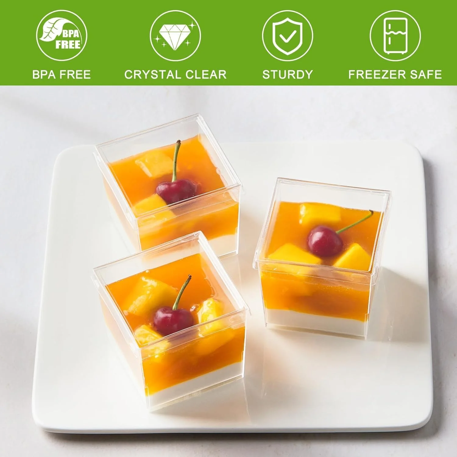 ظروف دسر پلاستیکی شفاف با درب و قاشق، فنجان های مربعی کوچک 150 میلی لیتری برای پیش غذا، ماست، پودینگ، موس، ترایفل میوه و بستنی، ایده آل برای مهمانی و مجالس، بسته 50 عددی ظروف دسر پلاستیکی شفاف با درب و قاشق، فنجان های مربعی کوچک 150 میلی لیتری برای پیش غذا، ماست، پودینگ، موس، ترایفل میوه و بستنی، ایده آل برای مهمانی و مجالس، بسته 50 عددی