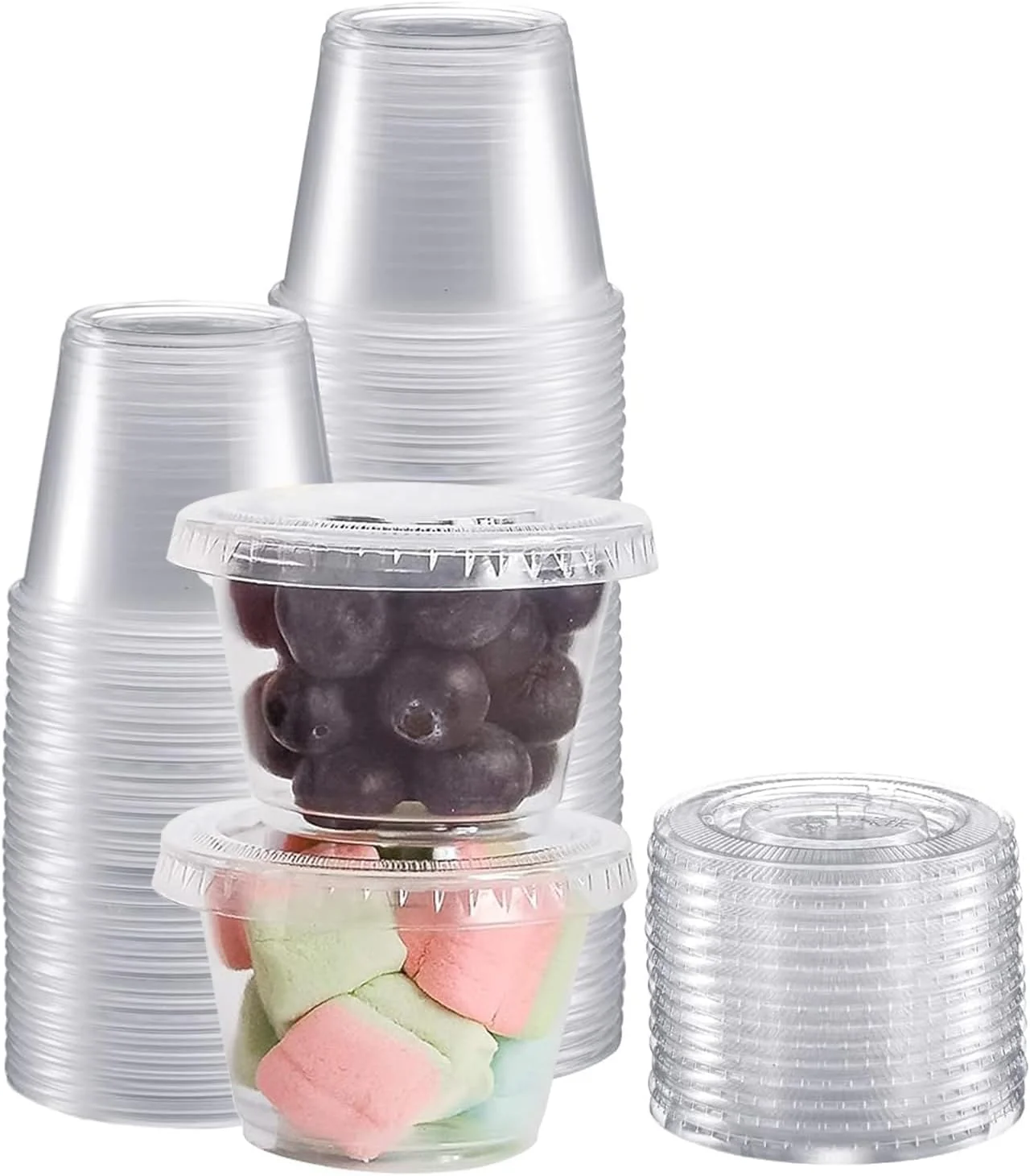 50 عدد ظرف دسر پلاستیکی شفاف یکبار مصرف با درب های ضد نشت (250 میلی لیتر، 8.7 اونس)، ظرف دسر کوچک برای میوه، پودینگ، موس، بستنی و کیک توت فرنگی