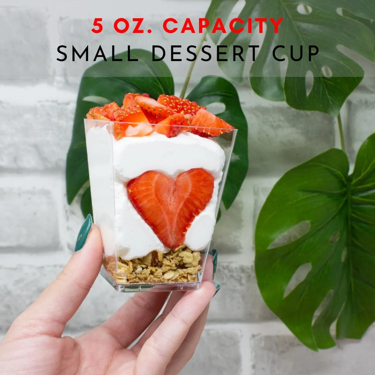 بسته 50 عددی فنجان دسر پلاستیکی مربعی کوچک 150 میلی لیتری، فنجان های پلاستیکی یکبار مصرف، فنجان های پلاستیکی شفاف برای مهمانی، کاسه های پیش غذای کوچک، ایده آل برای پذیرایی و رویدادها CMJJ