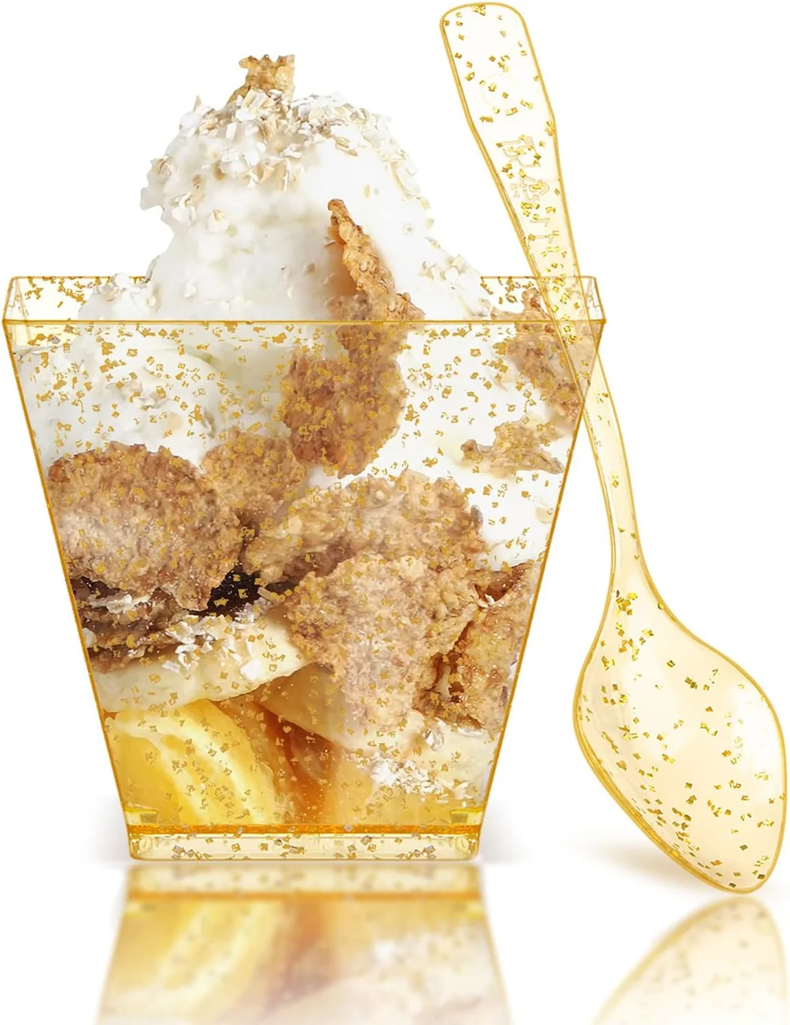 پالودو، بسته 50 عددی مینی فنجان دسر به همراه قاشق، لیوان دسر اکلیلی طلایی 60 میلی لیتری، فنجان های دسر پلاستیکی، شفاف، مجموعه کاسه های دسر ذوزنقه ای قابل استفاده مجدد برای عروسی ها، تولدها، مهمانی ها پالودو، بسته 50 عددی مینی فنجان دسر به همراه قاشق، لیوان دسر اکلیلی طلایی 60 میلی لیتری، فنجان های دسر پلاستیکی، شفاف، مجموعه کاسه های دسر ذوزنقه ای قابل استفاده مجدد برای عروسی ها، تولدها، مهمانی ها